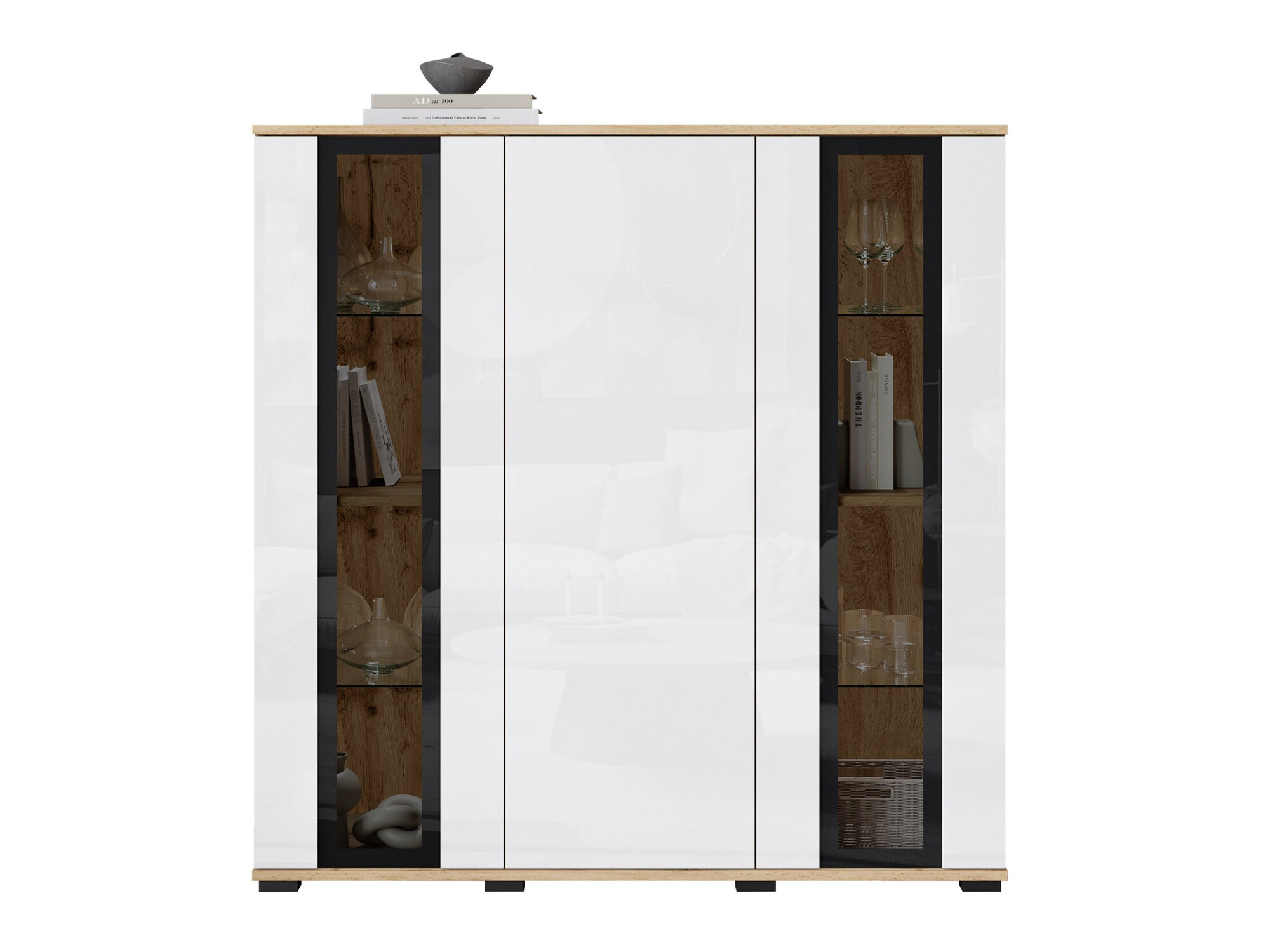 Ormarić Torcame 100 (Вотан храст + Sjajno belo)