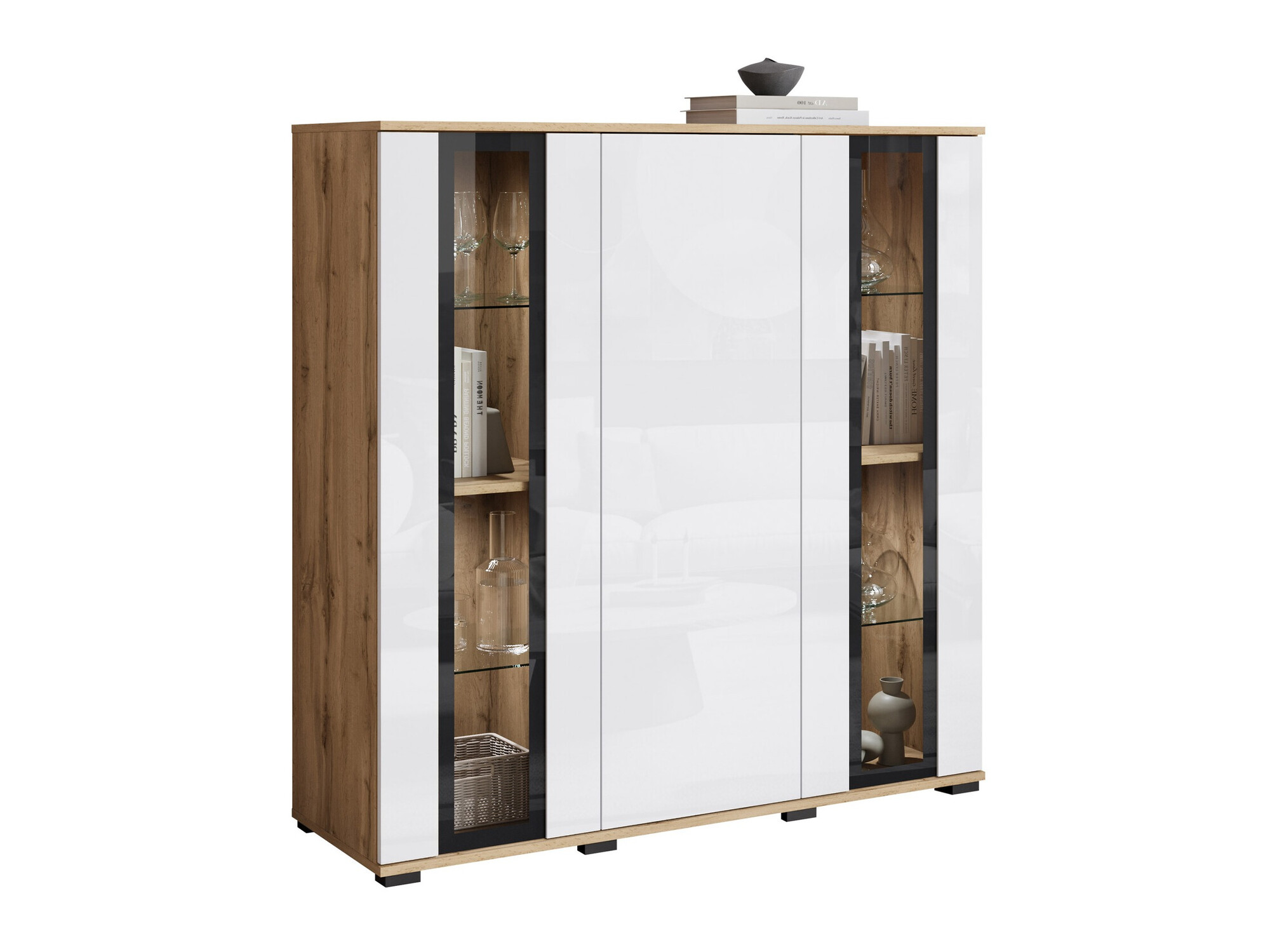 Ormarić Torcame 100 (Вотан храст + Sjajno belo)