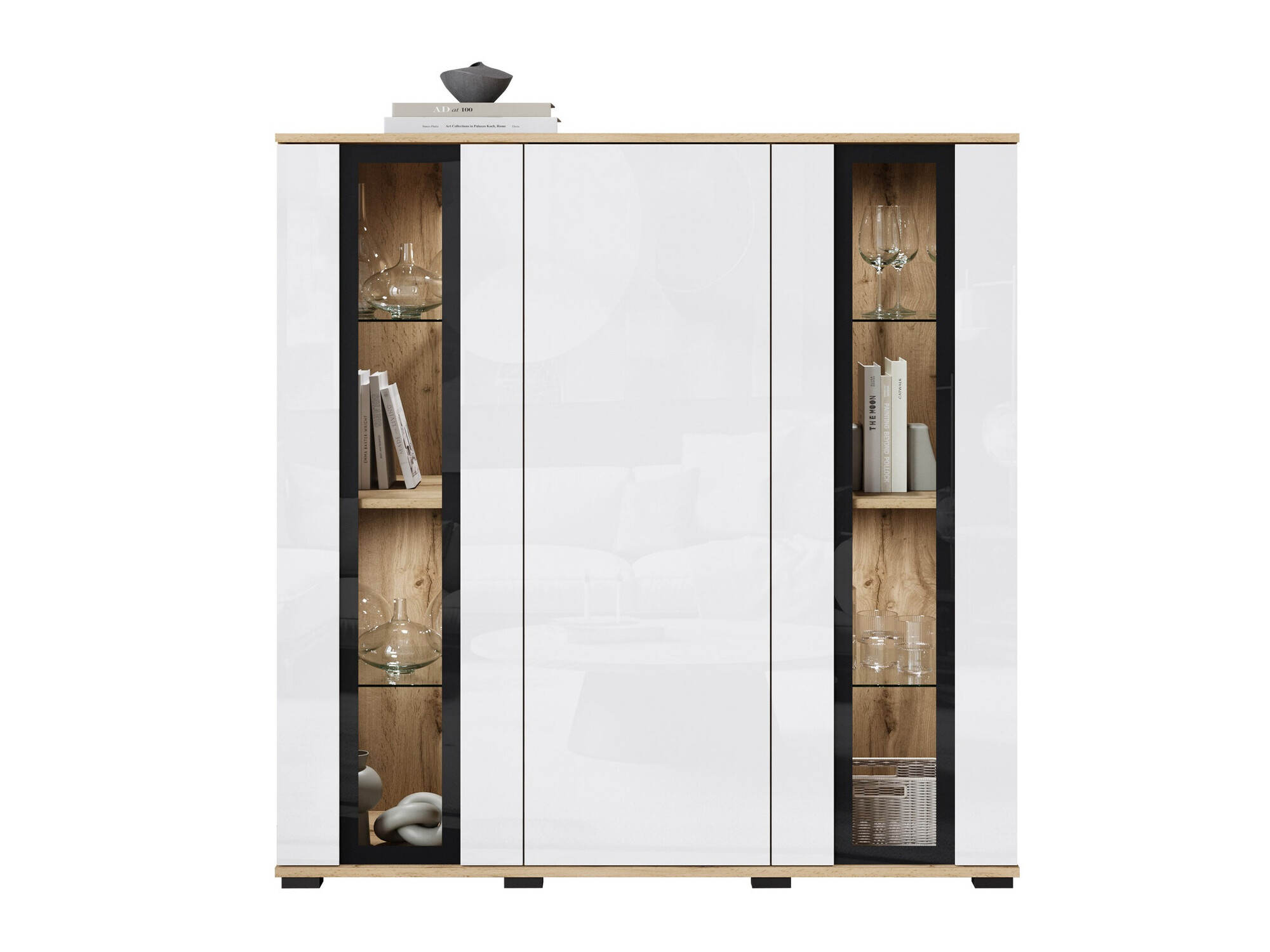 Ormarić Torcame 100 (Вотан храст + Sjajno belo)