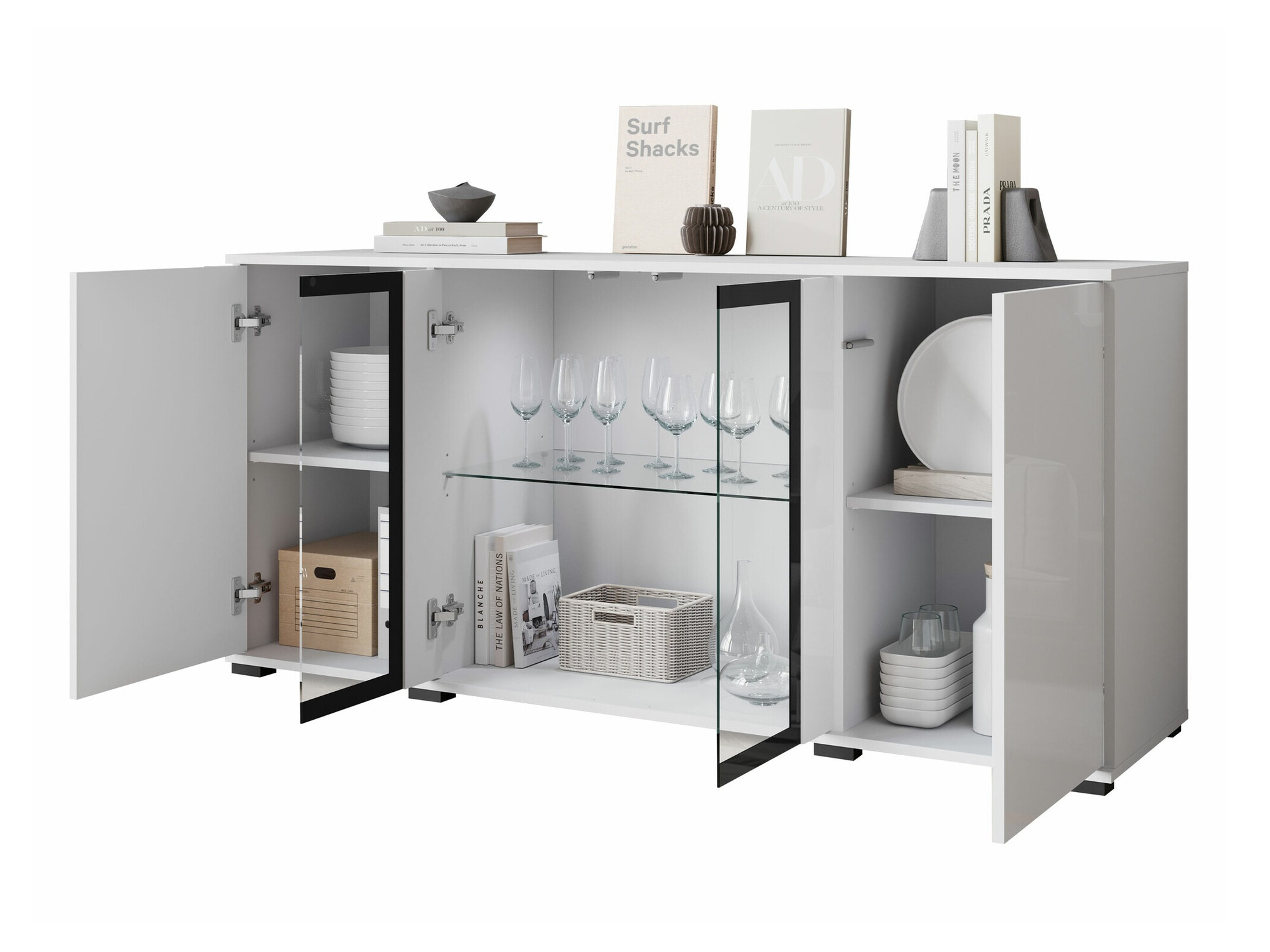 Ormarić Torcame 102 (Belo + Sjajno belo)