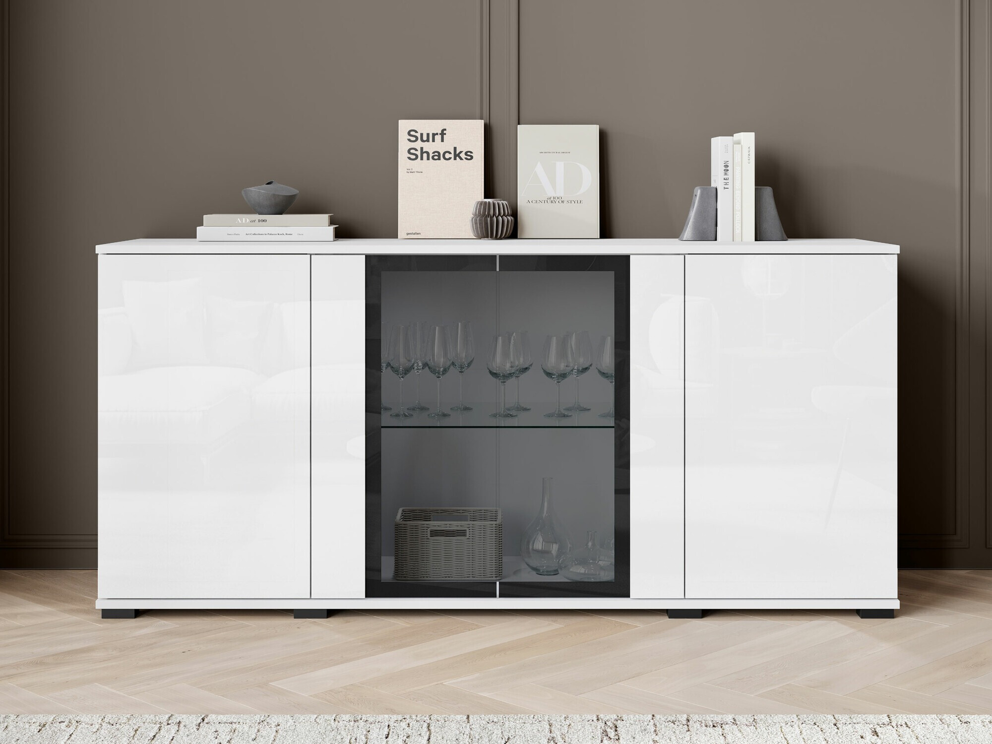 Ormarić Torcame 102 (Belo + Sjajno belo)