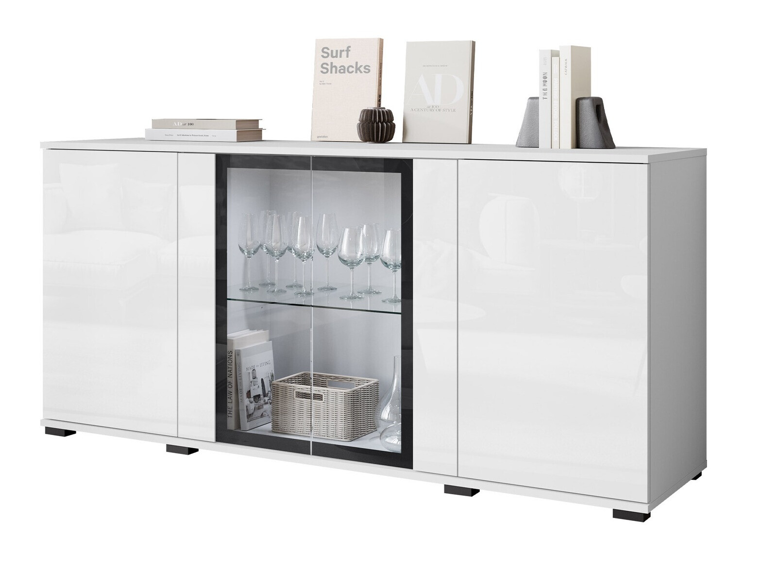 Ormarić Torcame 102 (Belo + Sjajno belo)