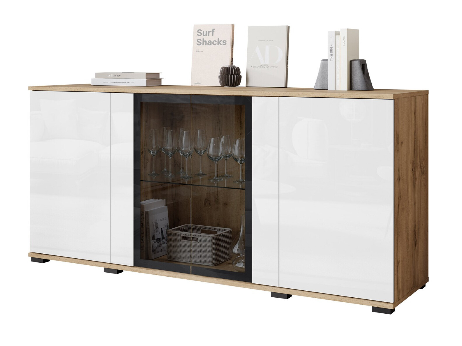 Ormarić Torcame 102 (Вотан храст + Sjajno belo)