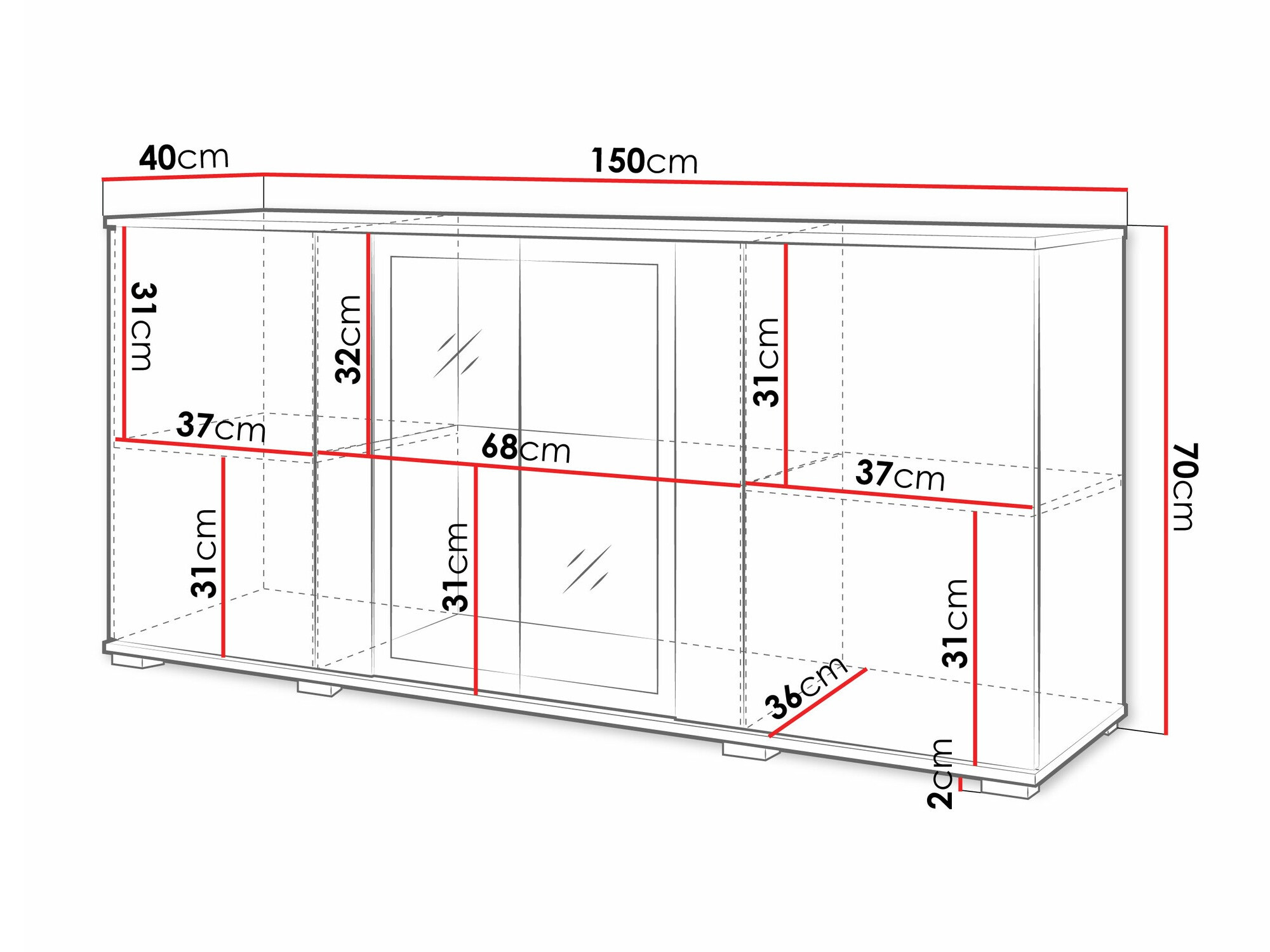 Ormarić Torcame 102 (Вотан храст + Sjajno belo)
