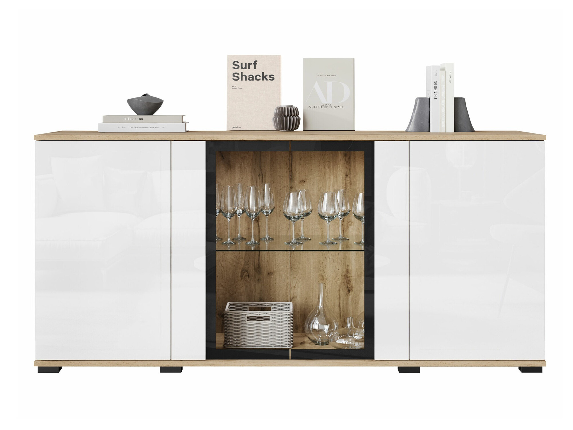 Ormarić Torcame 102 (Вотан храст + Sjajno belo)