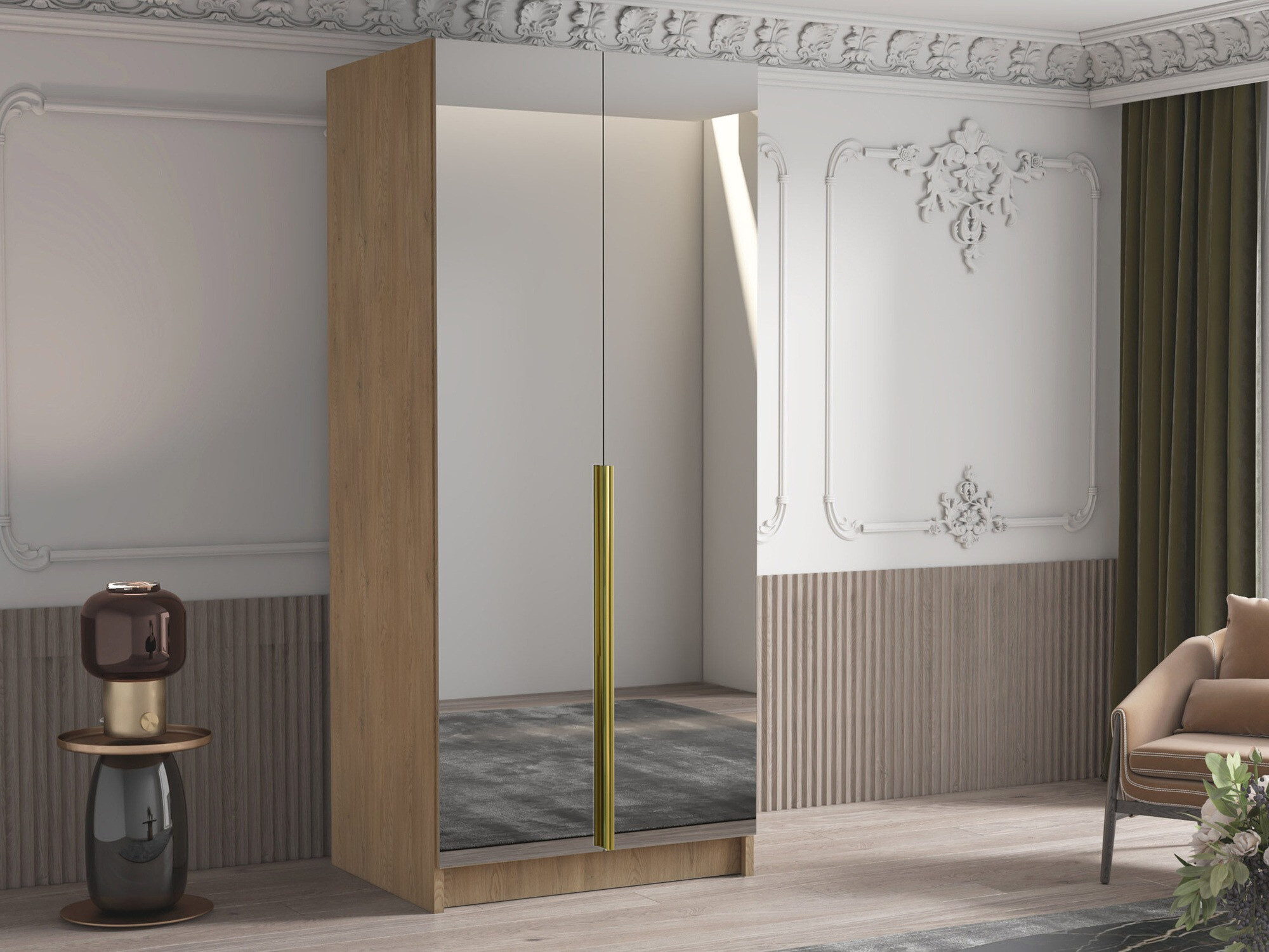 Ormar Closico 193 (Svetlo drvo + Zlatan)