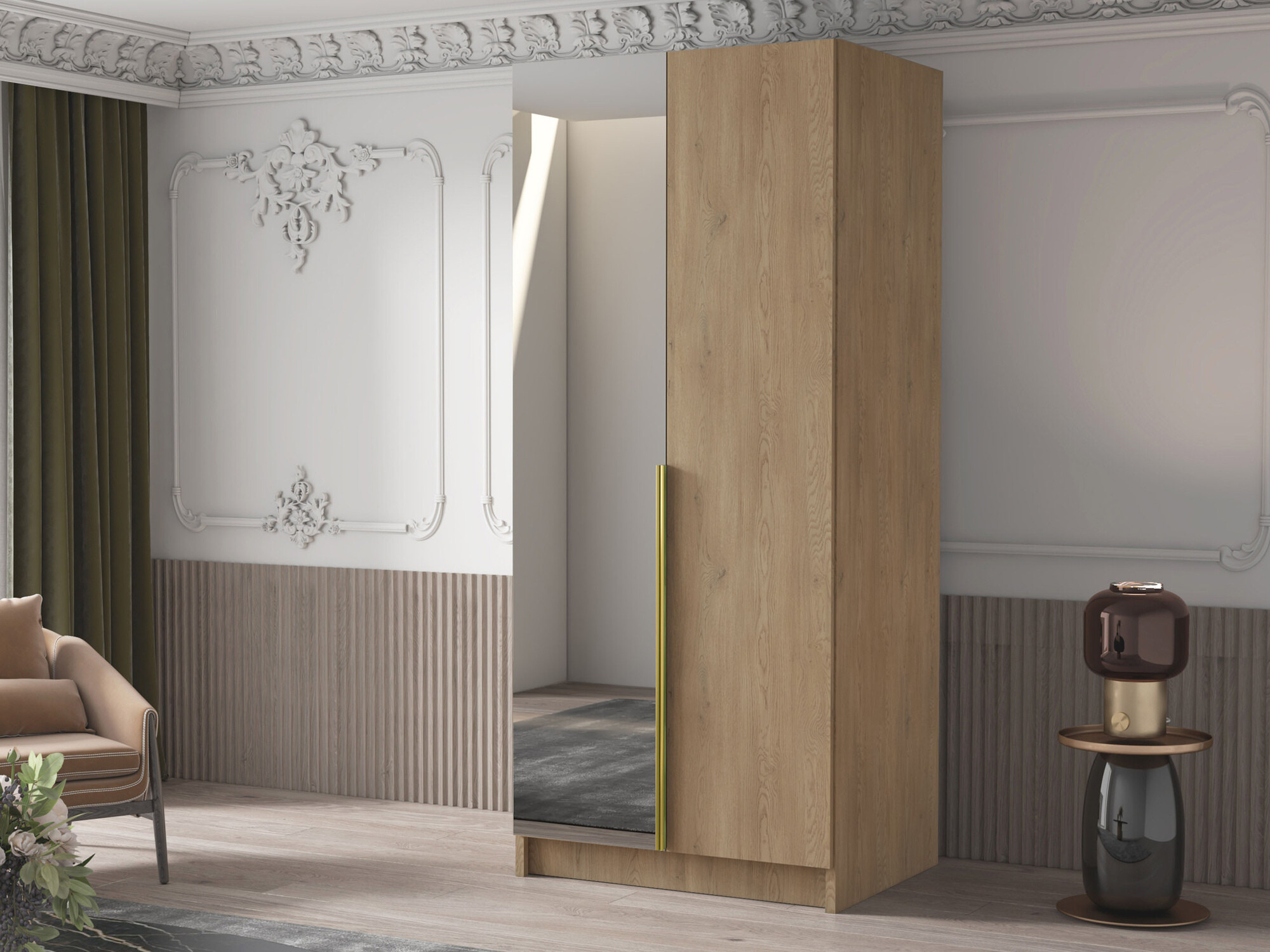 Ormar Closico 194 (Svetlo drvo + Zlatan)