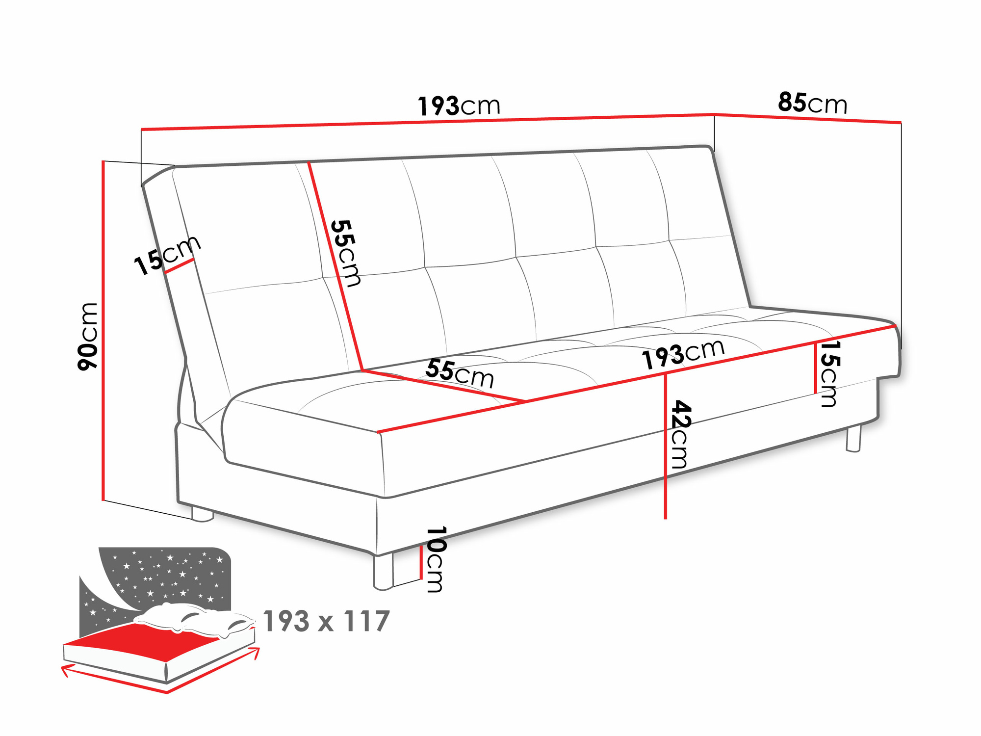 Sofa na razvlačenje Columbus 184 (Poso 145)