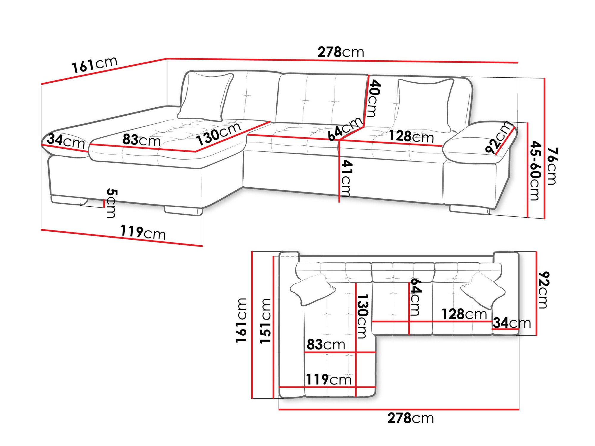 Ugaona sofa Comfivo 219 (Magic Velvet 2217 + Magic Velvet 2219)