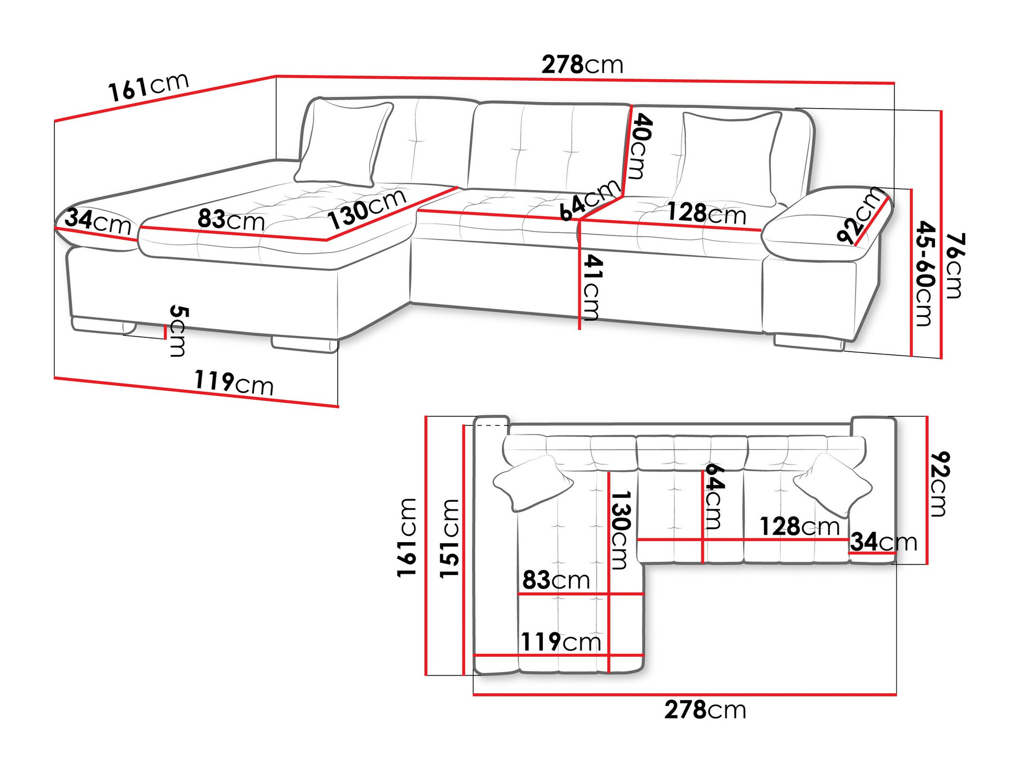 Ugaona sofa Comfivo 219 (Manila 16 + Manila 18)