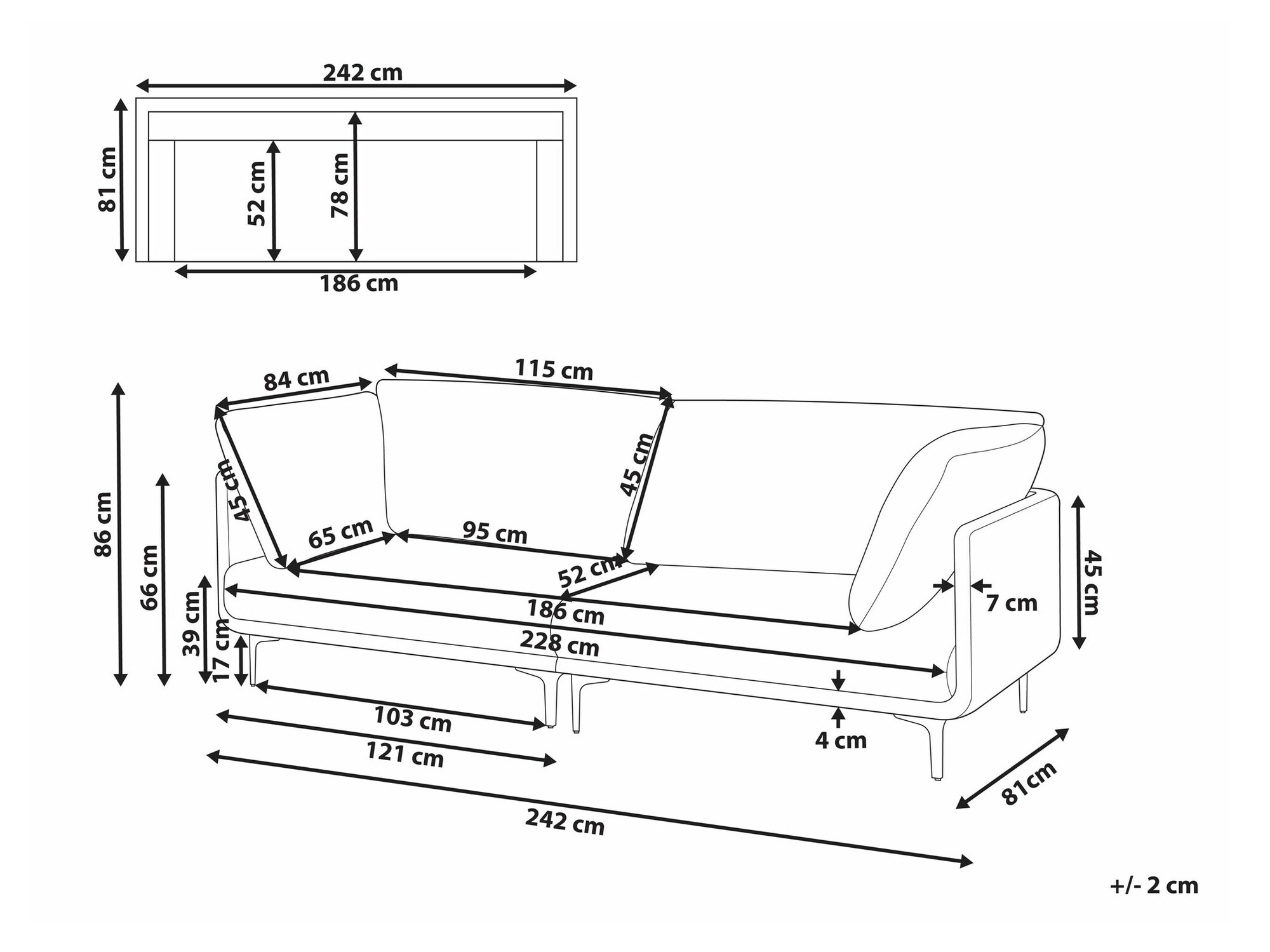 Sofa Berwyn 2692 (Tamno smeđa)
