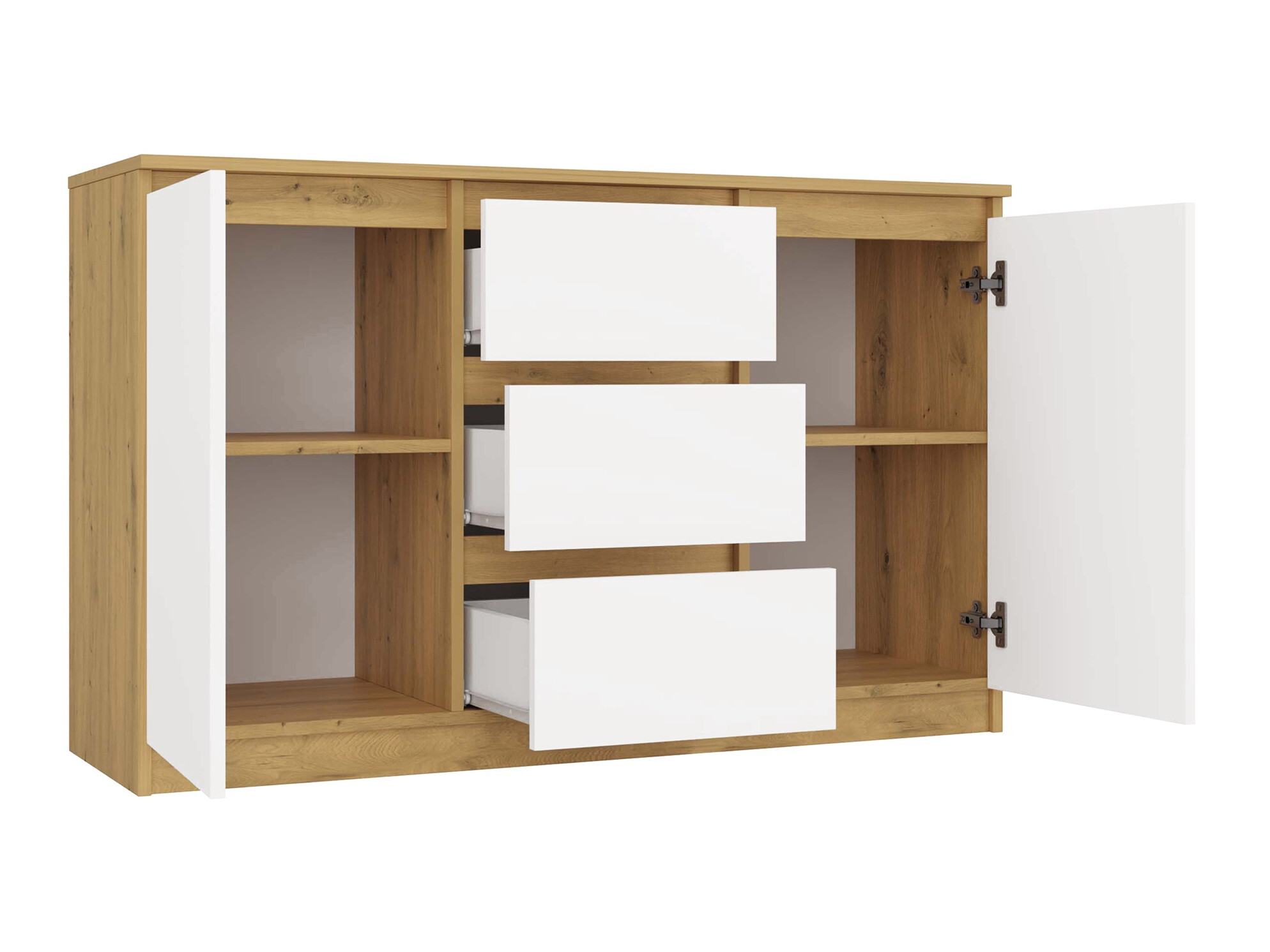 Komoda Elbvelu 112 (Belo + Zanatski hrast)