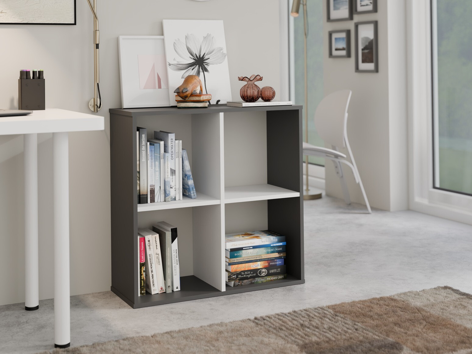 Polica Mandeville 285 (Belo + Antracit)