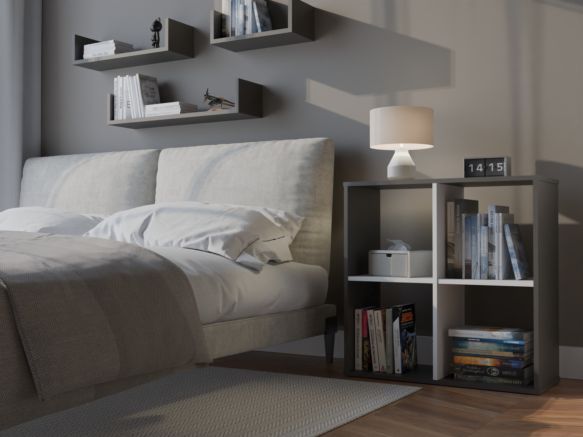 Polica Mandeville 285 (Belo + Antracit)