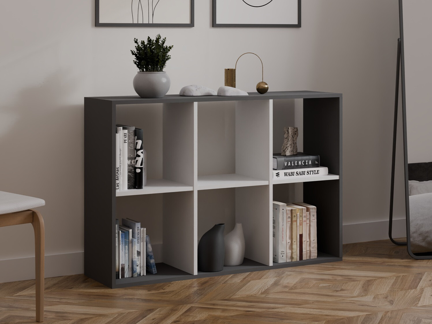 Polica Mandeville 287 (Belo + Antracit)