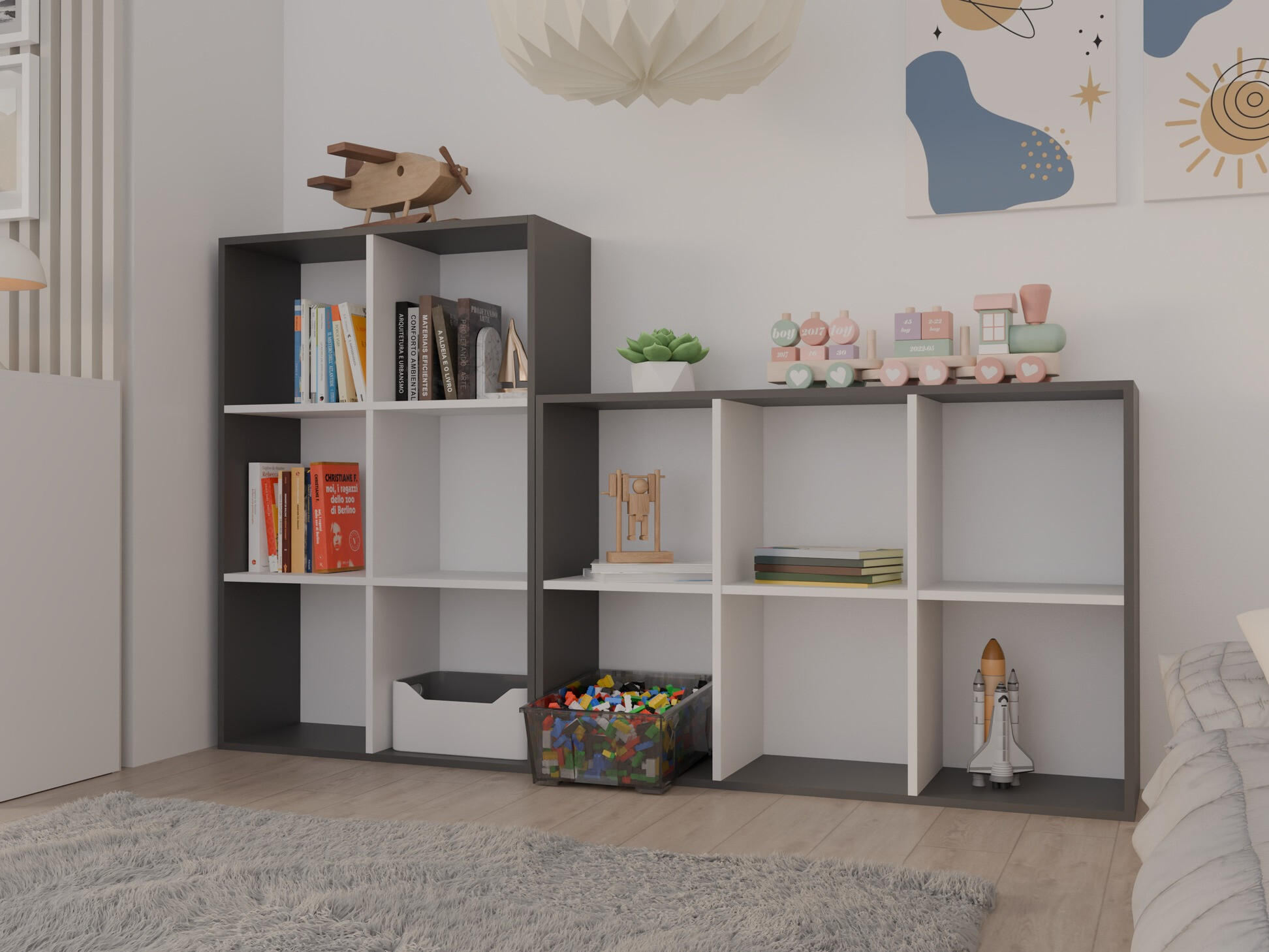 Polica Mandeville 287 (Belo + Antracit)