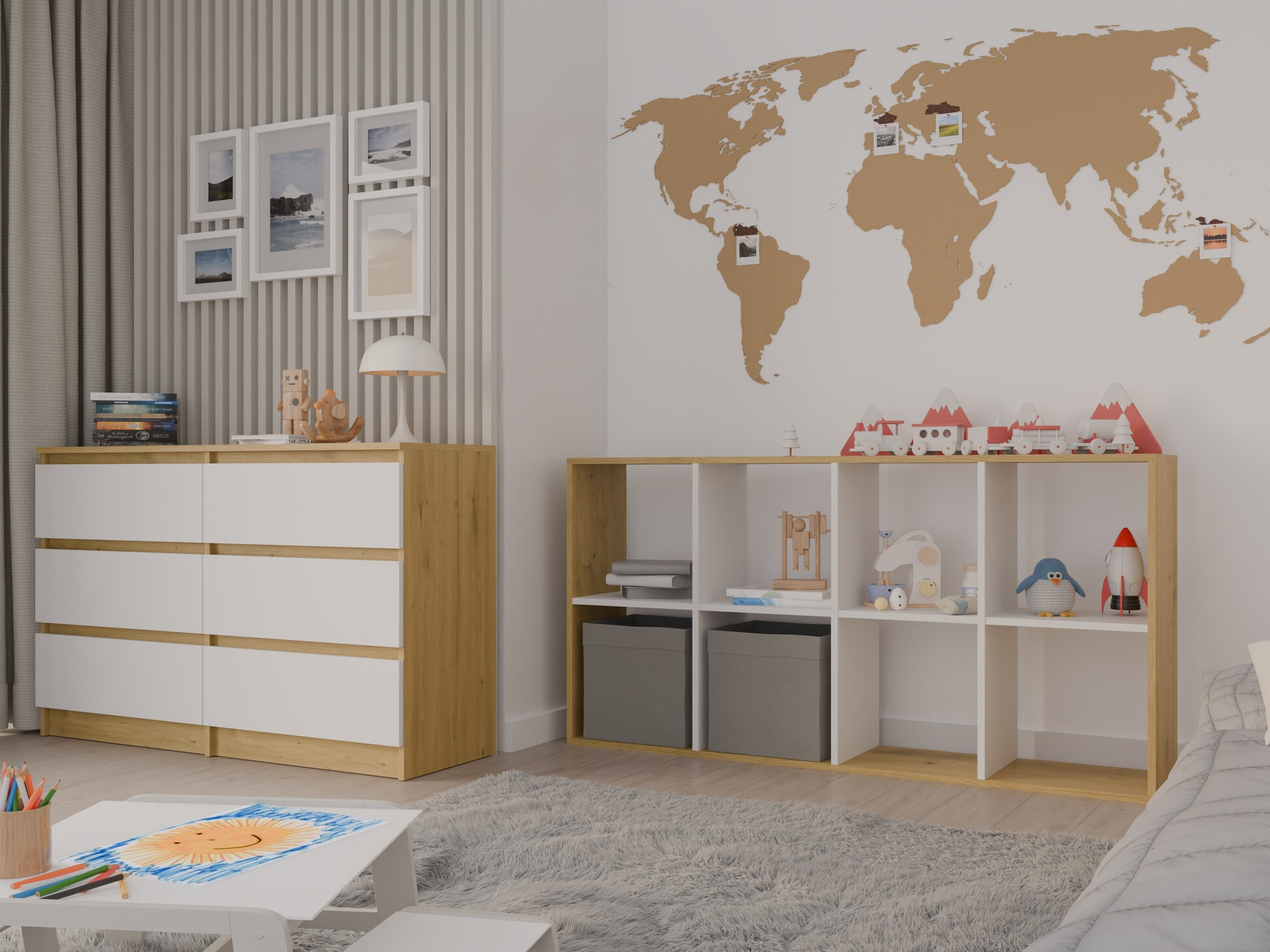 Polica Mandeville 288 (Belo + Zanatski hrast)