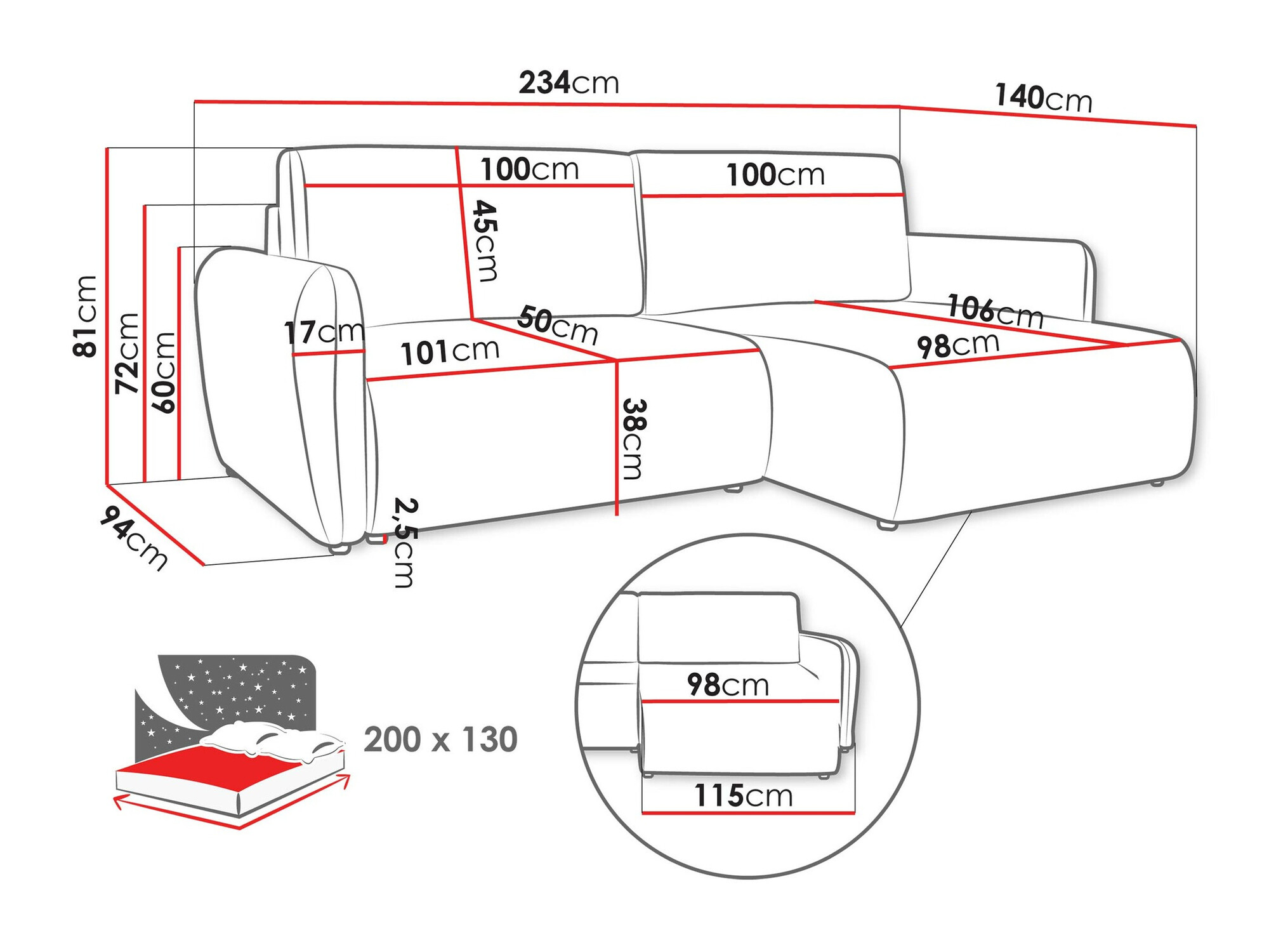 Ugaona sofa Temple 131 (Cruz 15)