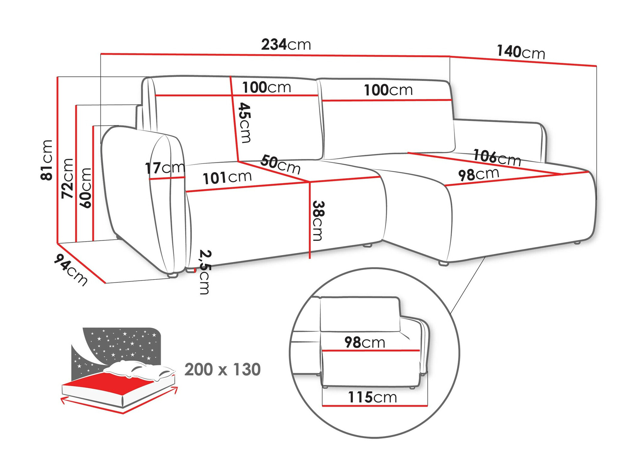 Ugaona sofa Temple 131 (Cruz 35)