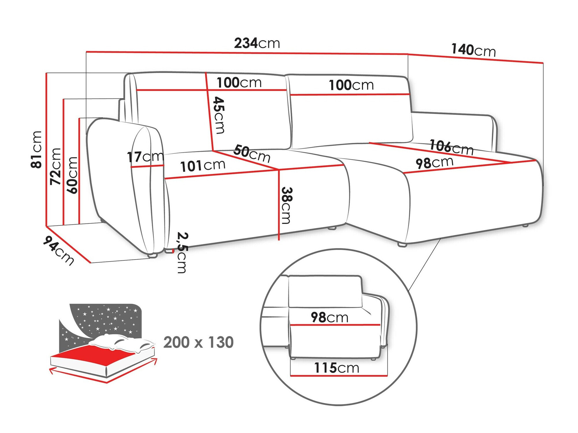 Ugaona sofa Temple 131 (Cruz 63)