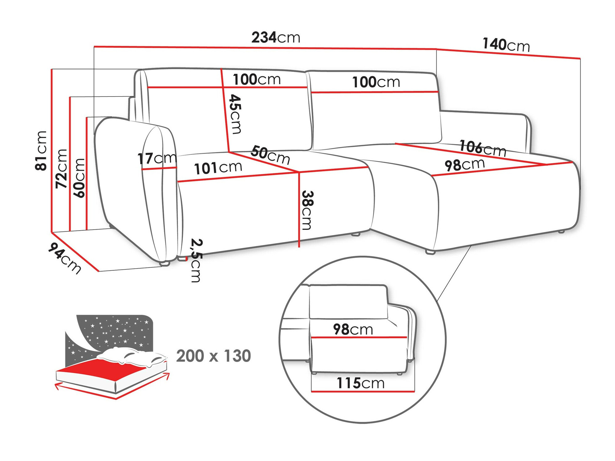 Ugaona sofa Temple 131 (Cruz 79)