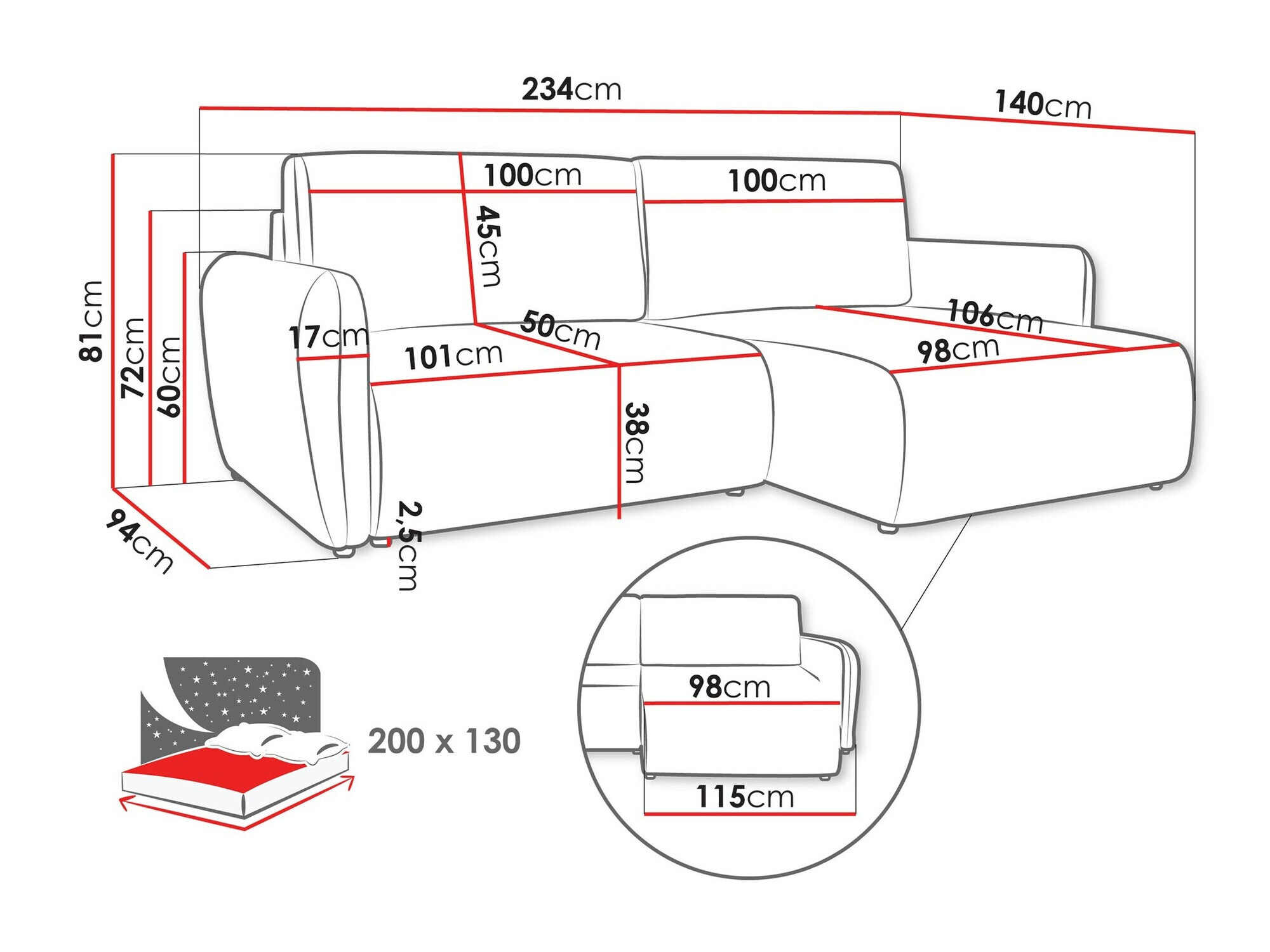 Ugaona sofa Temple 131 (Cruz 80)