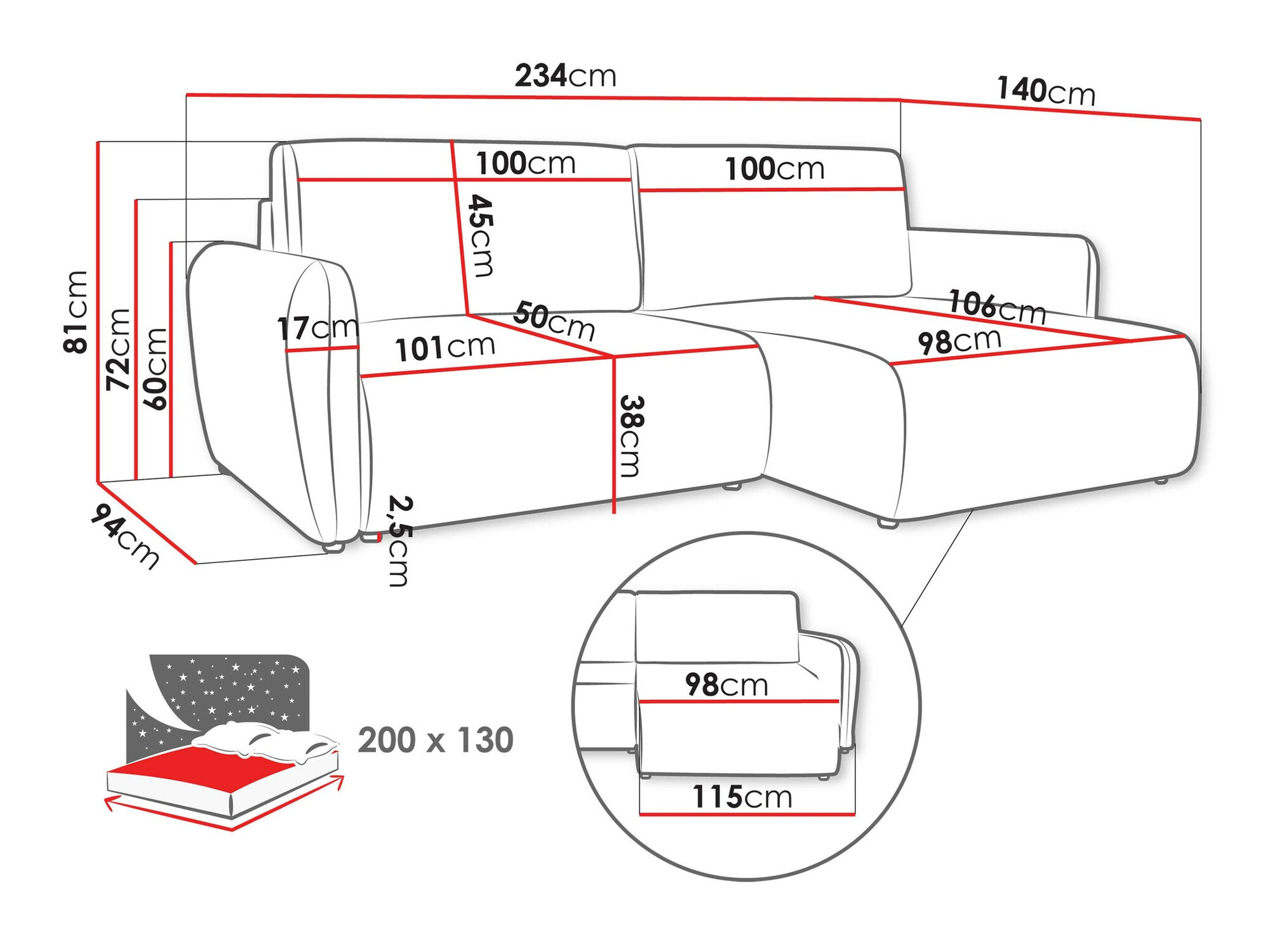 Ugaona sofa Temple 131 (Cruz 97)