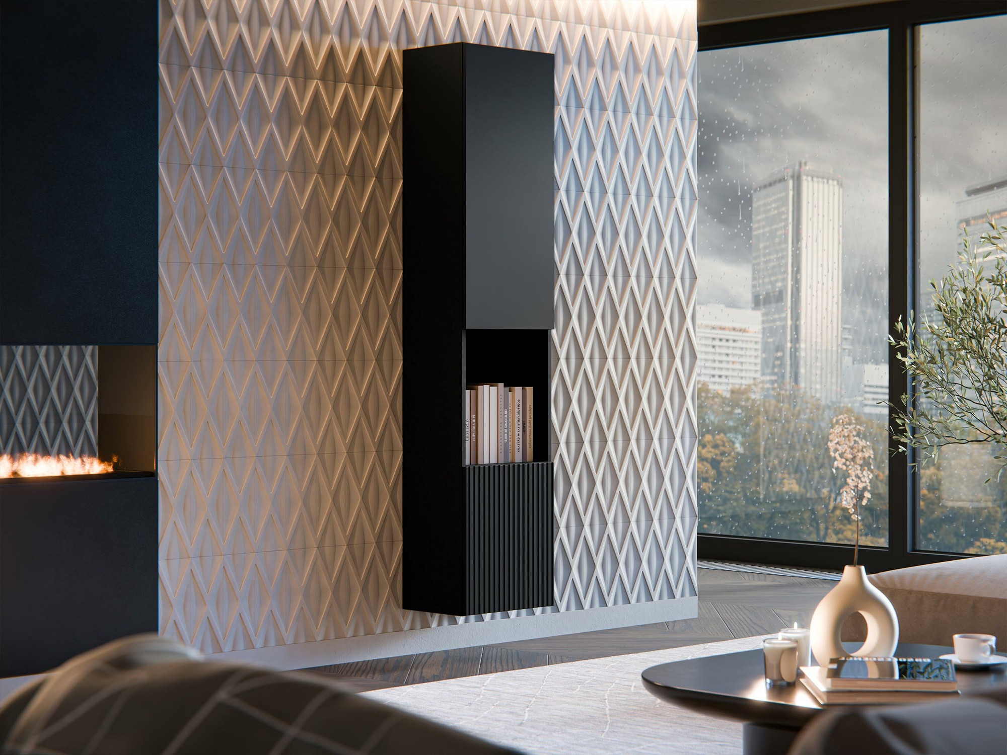 Zidna polica Calveru 102 (Crno)