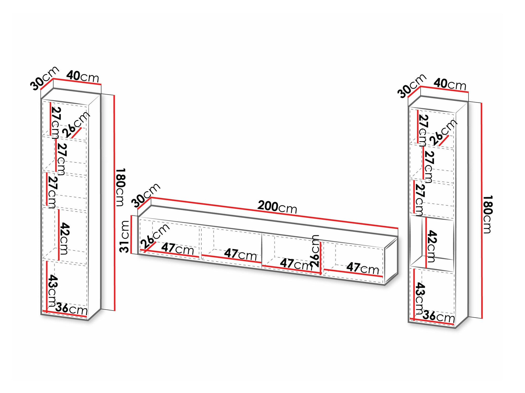 Set za dnevnu sobu Calveru 105 (Crno + Вотан храст)