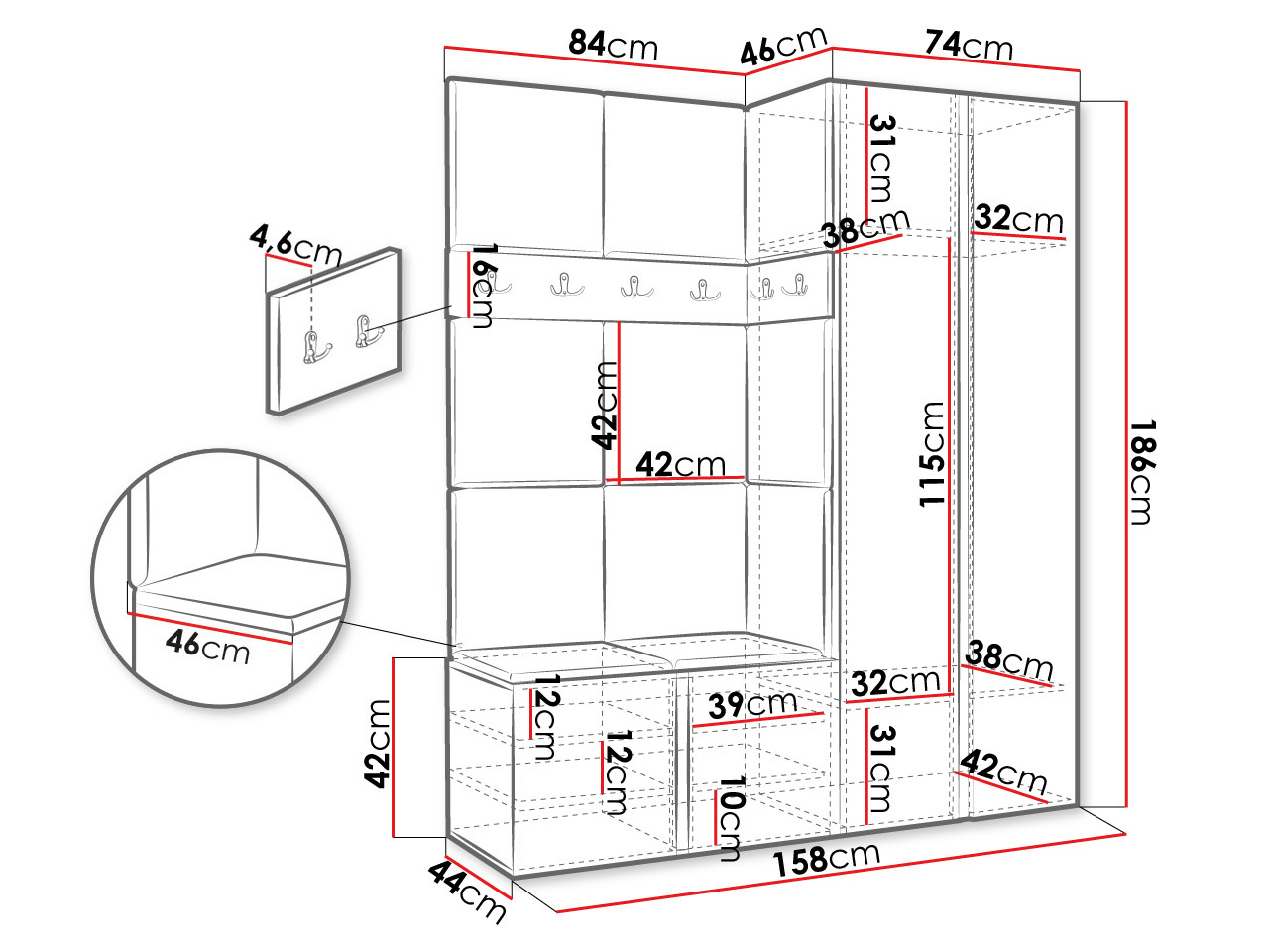 Set za hodnik Hartford 266 (Graphite)