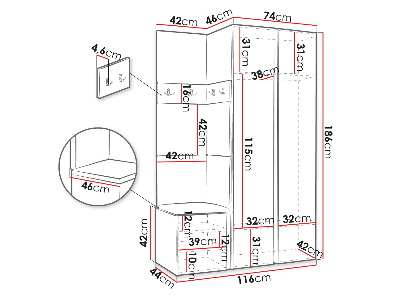 Set za hodnik Hartford 350 (Graphite)