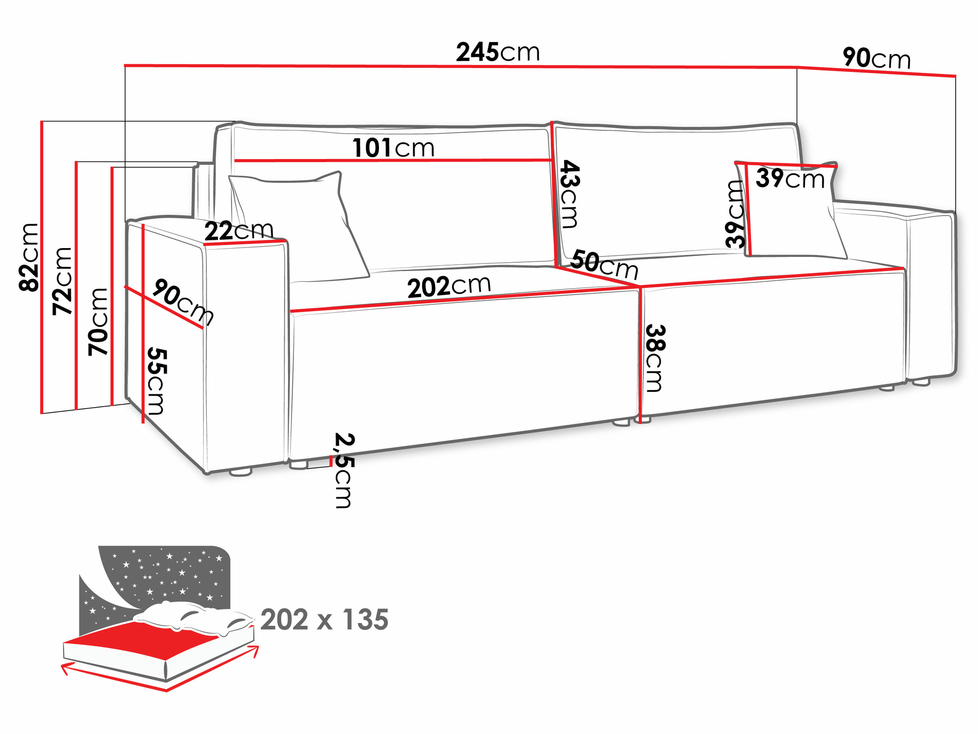 Sofa na razvlačenje Shelton 105 (Poso 14)