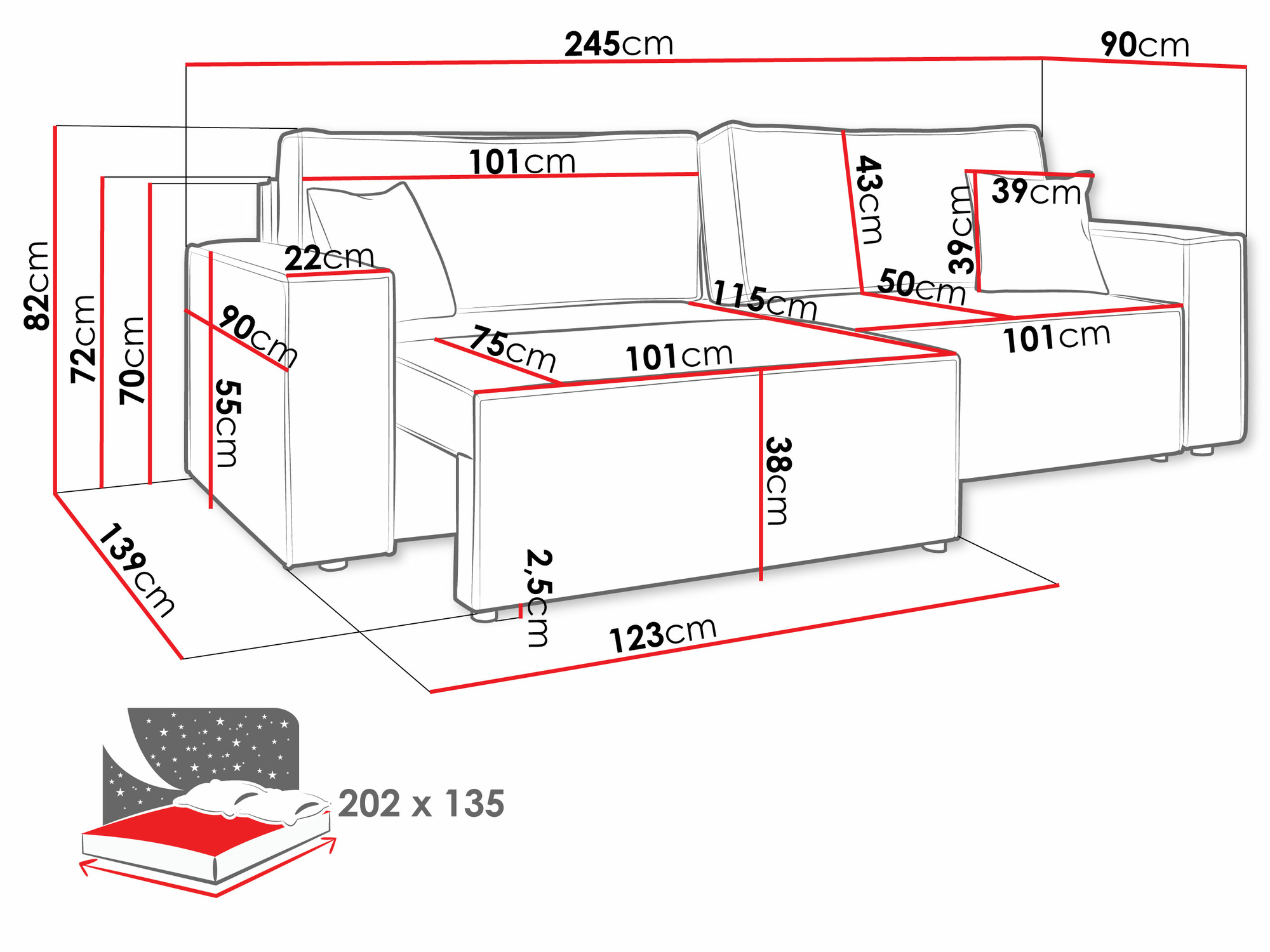 Sofa na razvlačenje Shelton 106 (Lima 46)