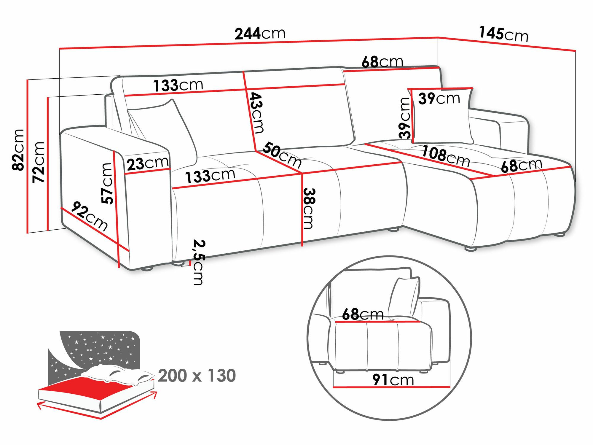 Ugaona sofa Comfivo 361 (Velo 621)