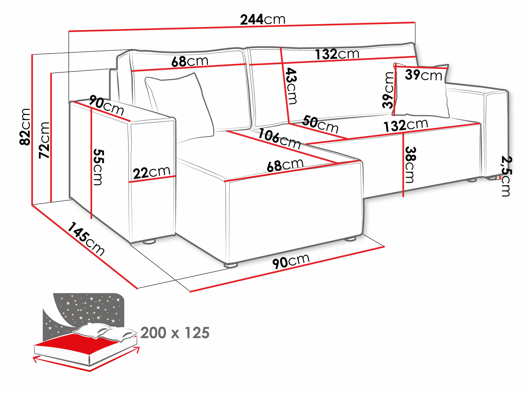 Ugaona sofa Shelton 100 (Poso 02)