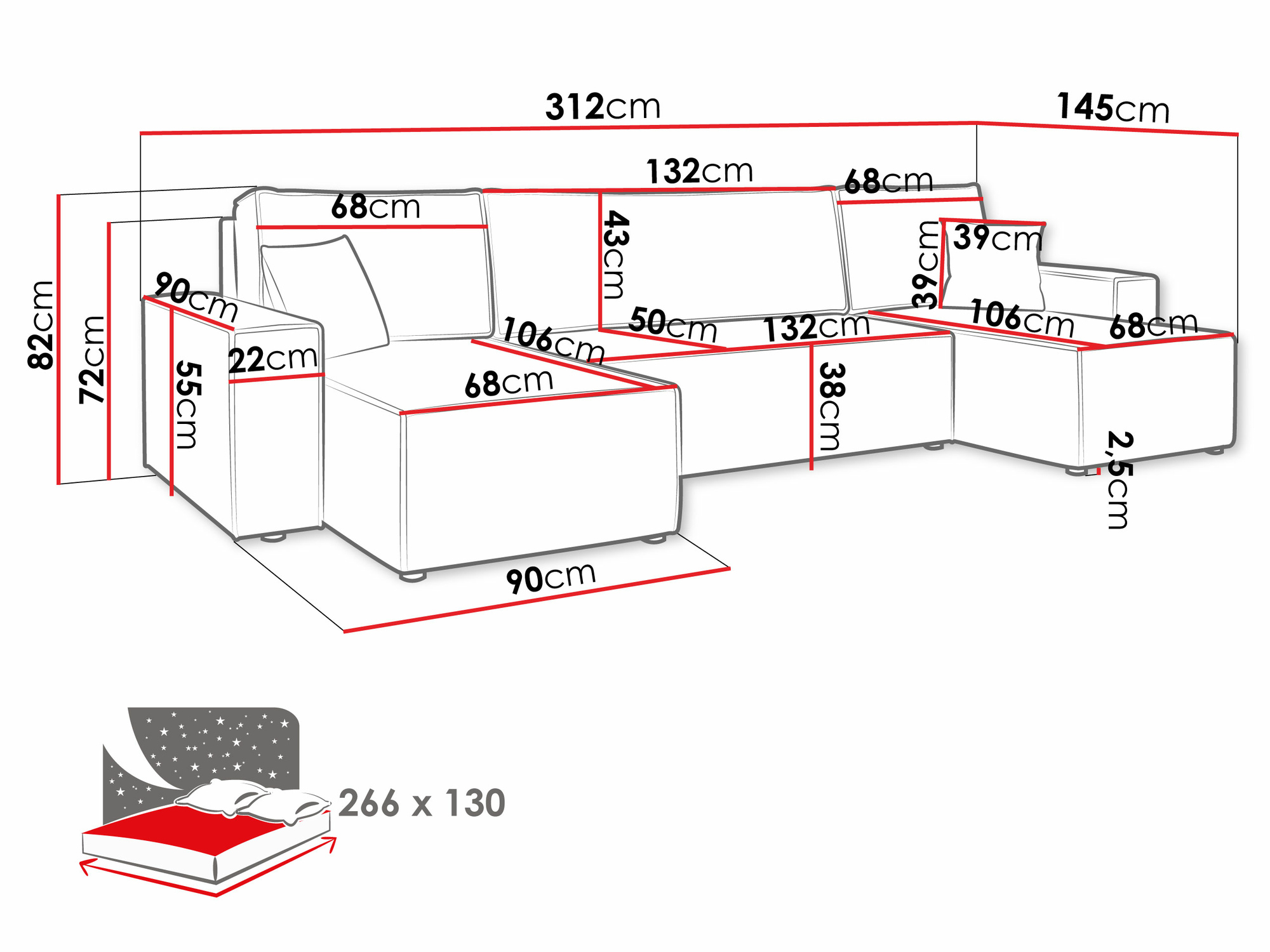 Ugaona sofa Shelton 101 (Lima 80)