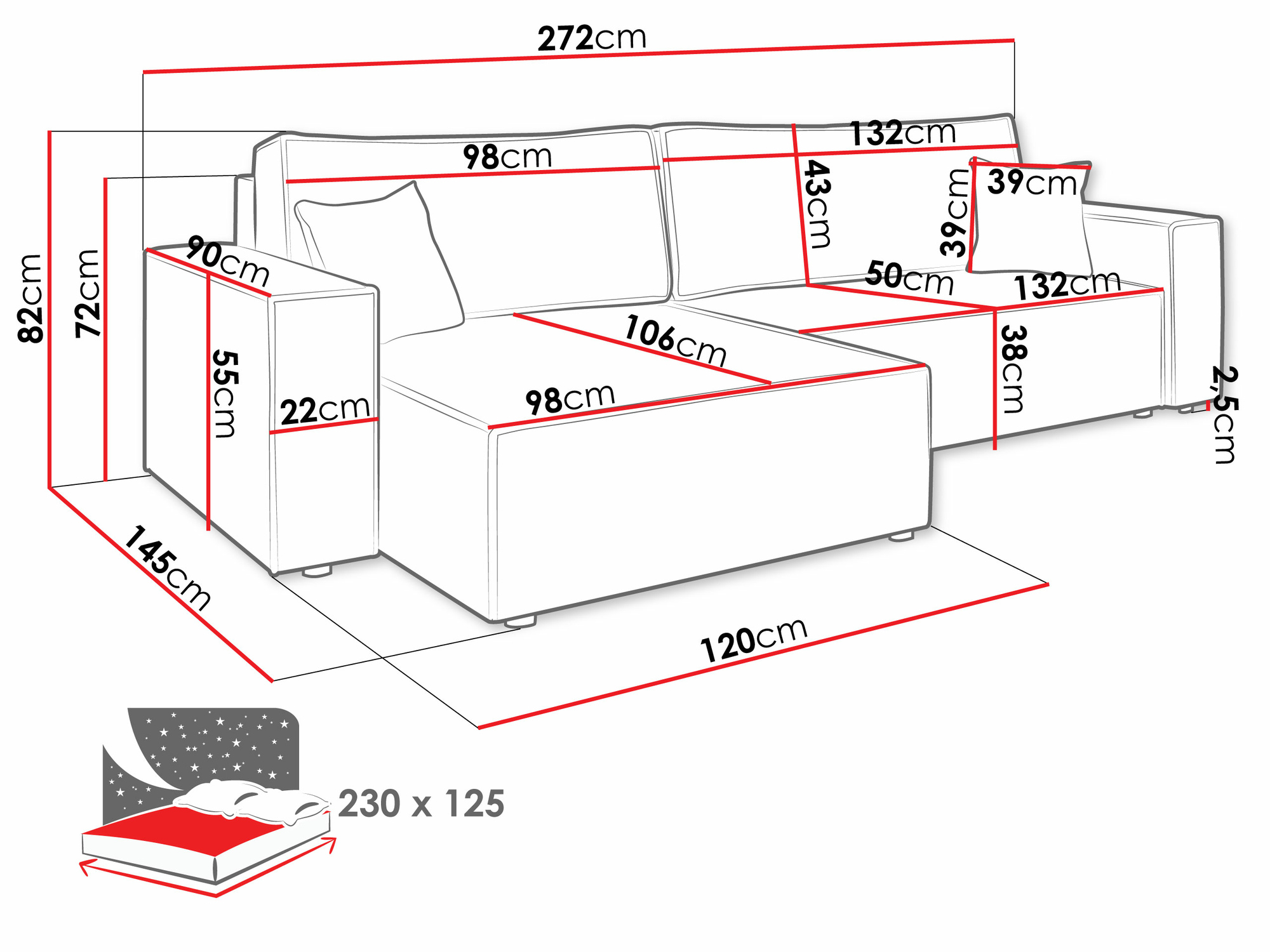 Ugaona sofa Shelton 107 (Poso 14)