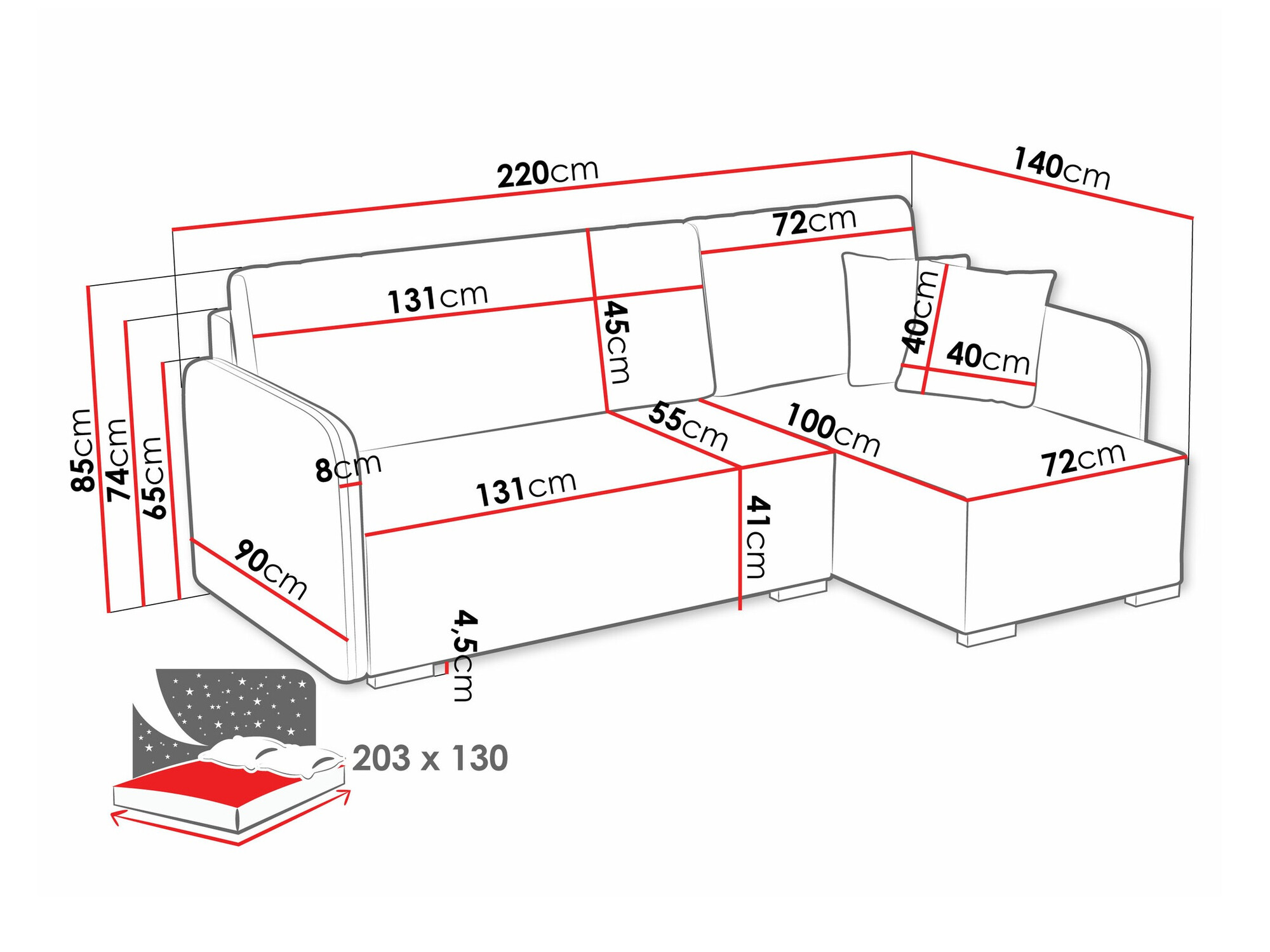 Ugaona sofa Columbus 245 (Velo 623)