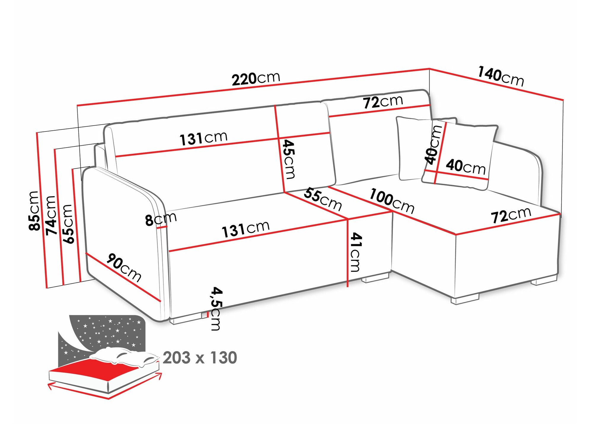 Ugaona sofa Columbus 245 (Velo 635)