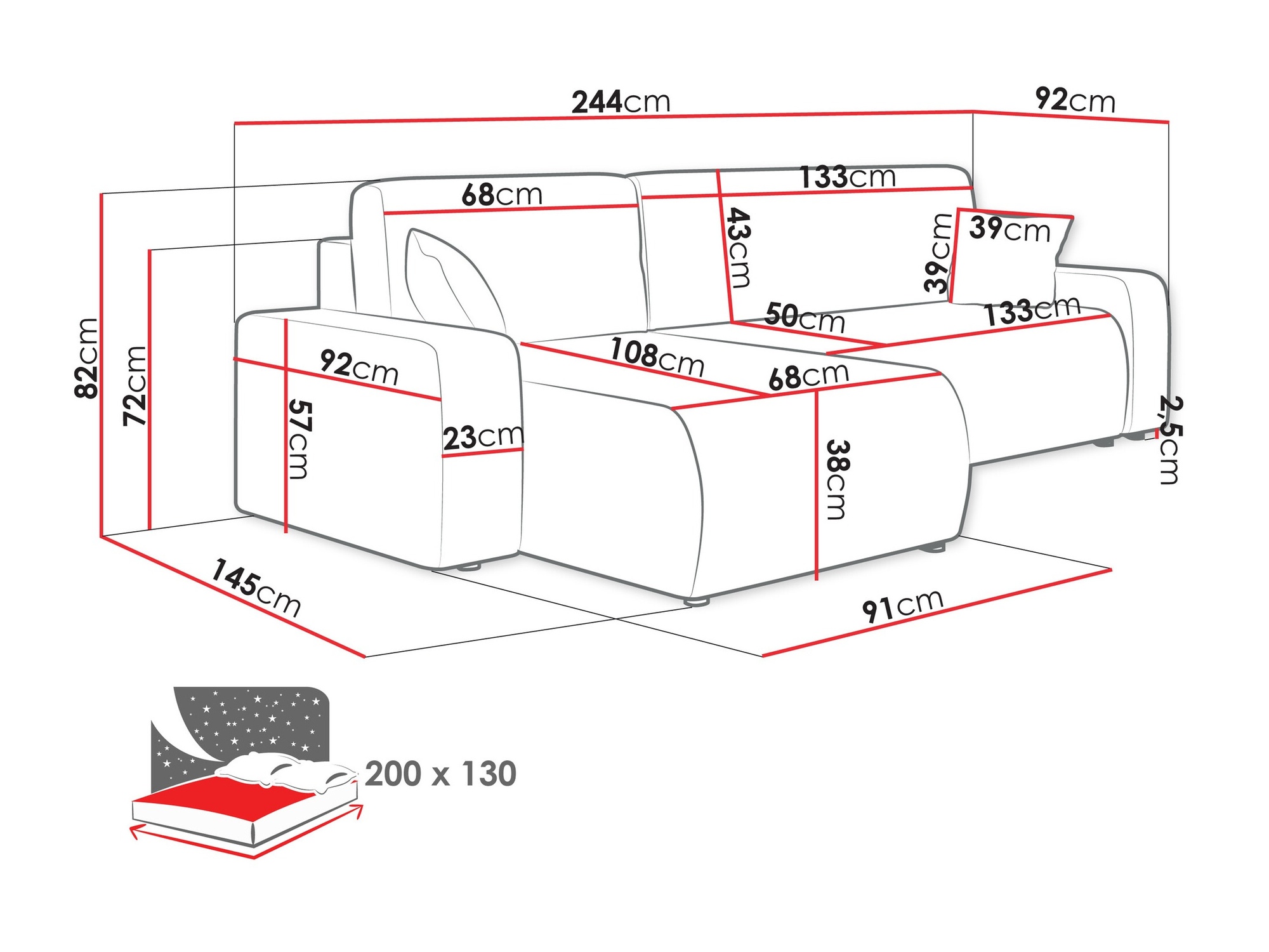 Ugaona sofa Shelton 102 (Lima 50)