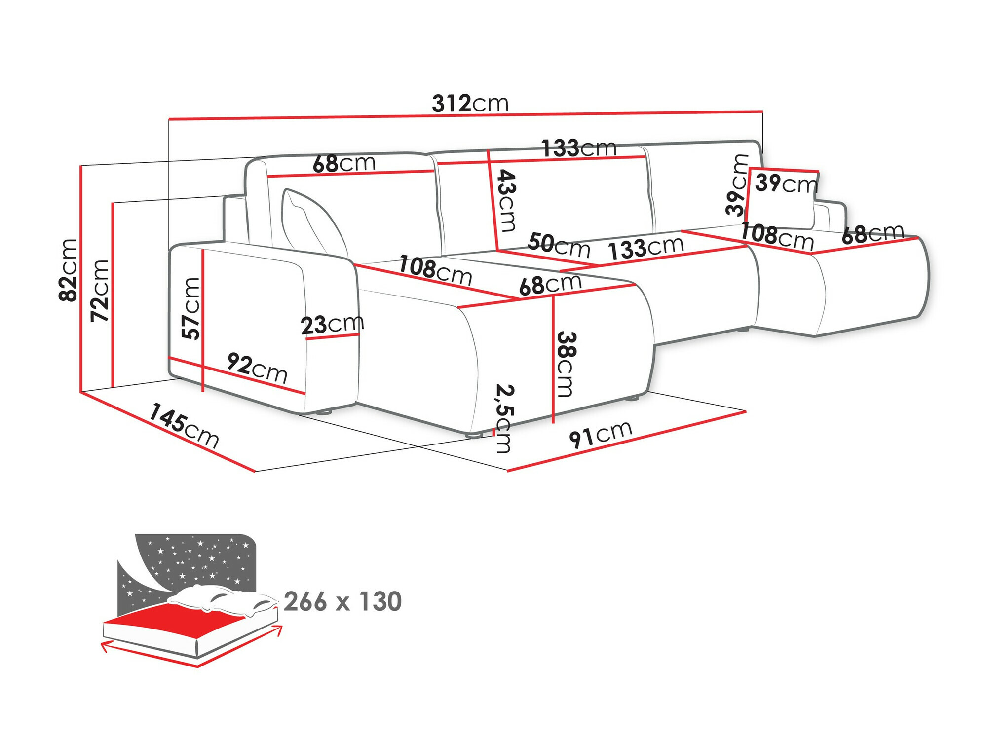 Ugaona sofa Shelton 103 (Poso 14)