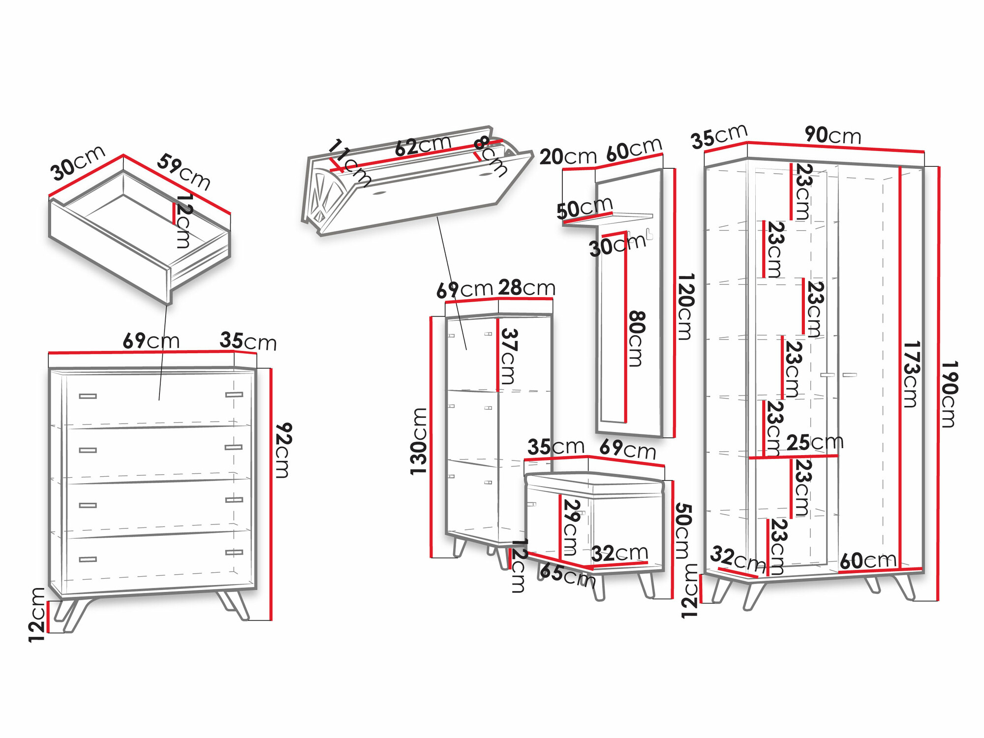 Set za hodnik Levtena 105