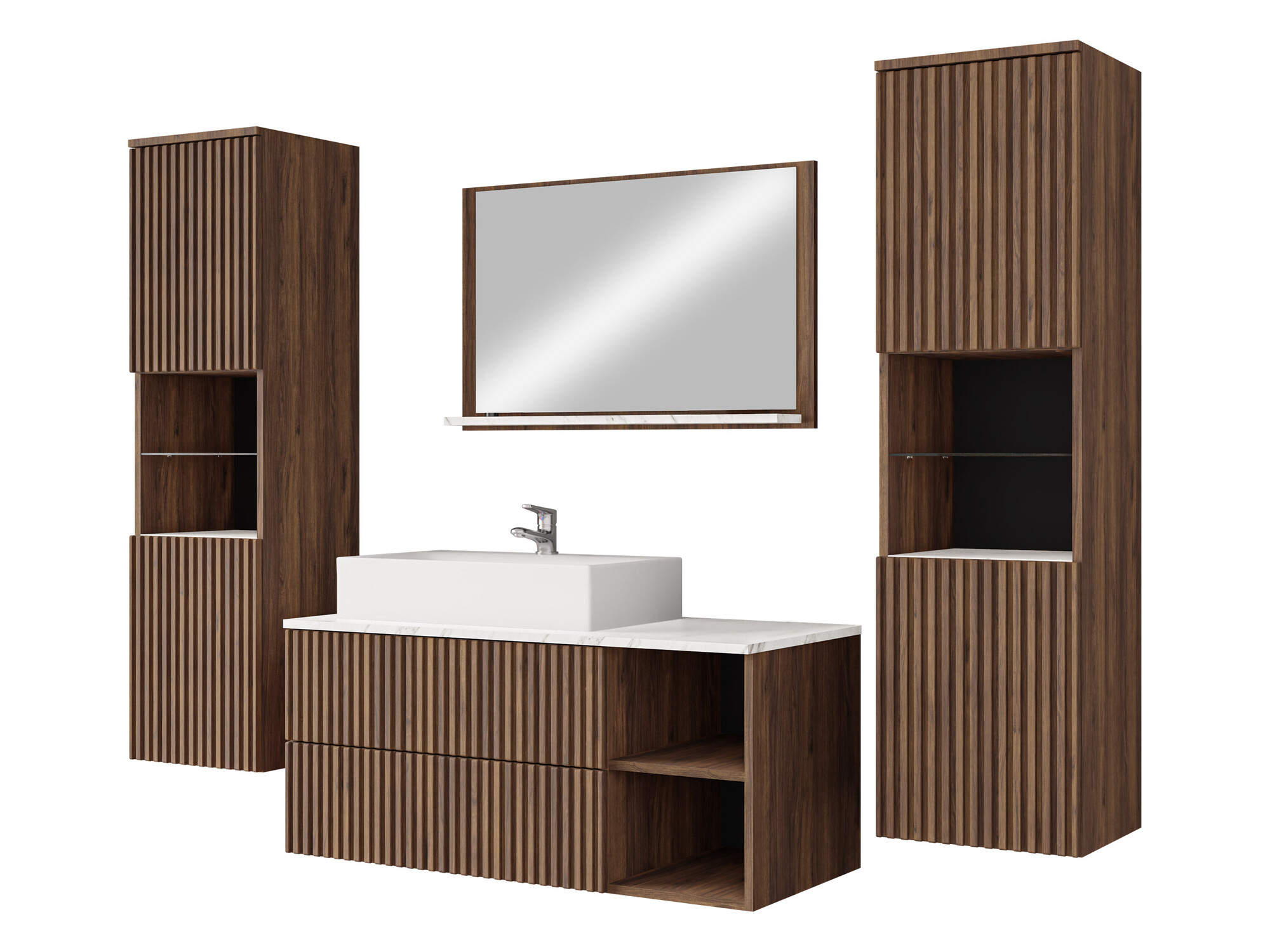 Set za kupatilo Nauta II (Orah + Beli mermer)
