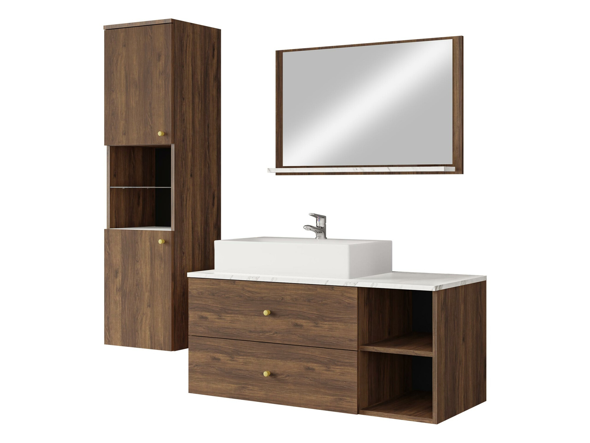 Set za kupatilo Salus II (Orah + Beli mermer)