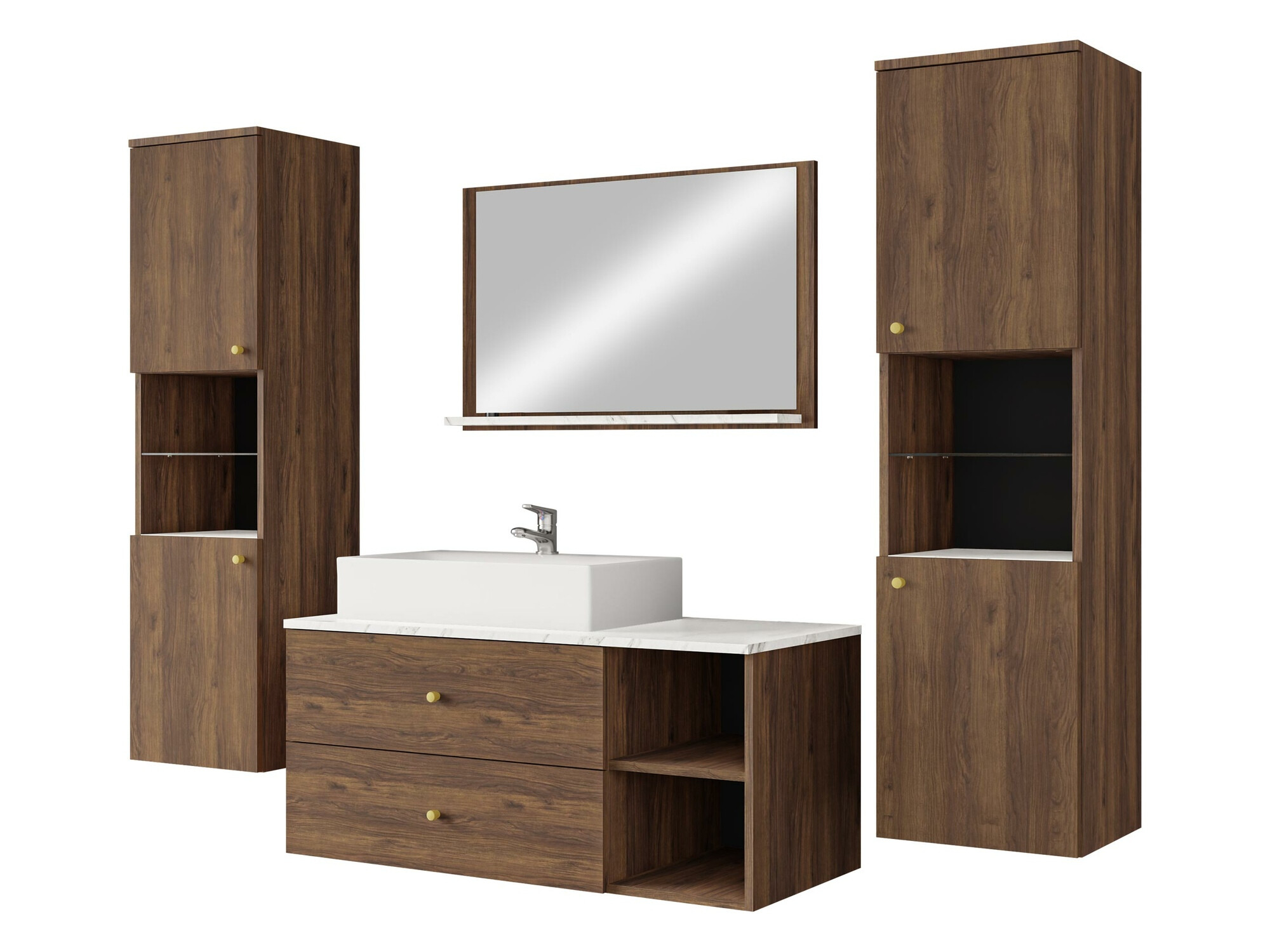 Set za kupatilo Salus III (Orah + Beli mermer)