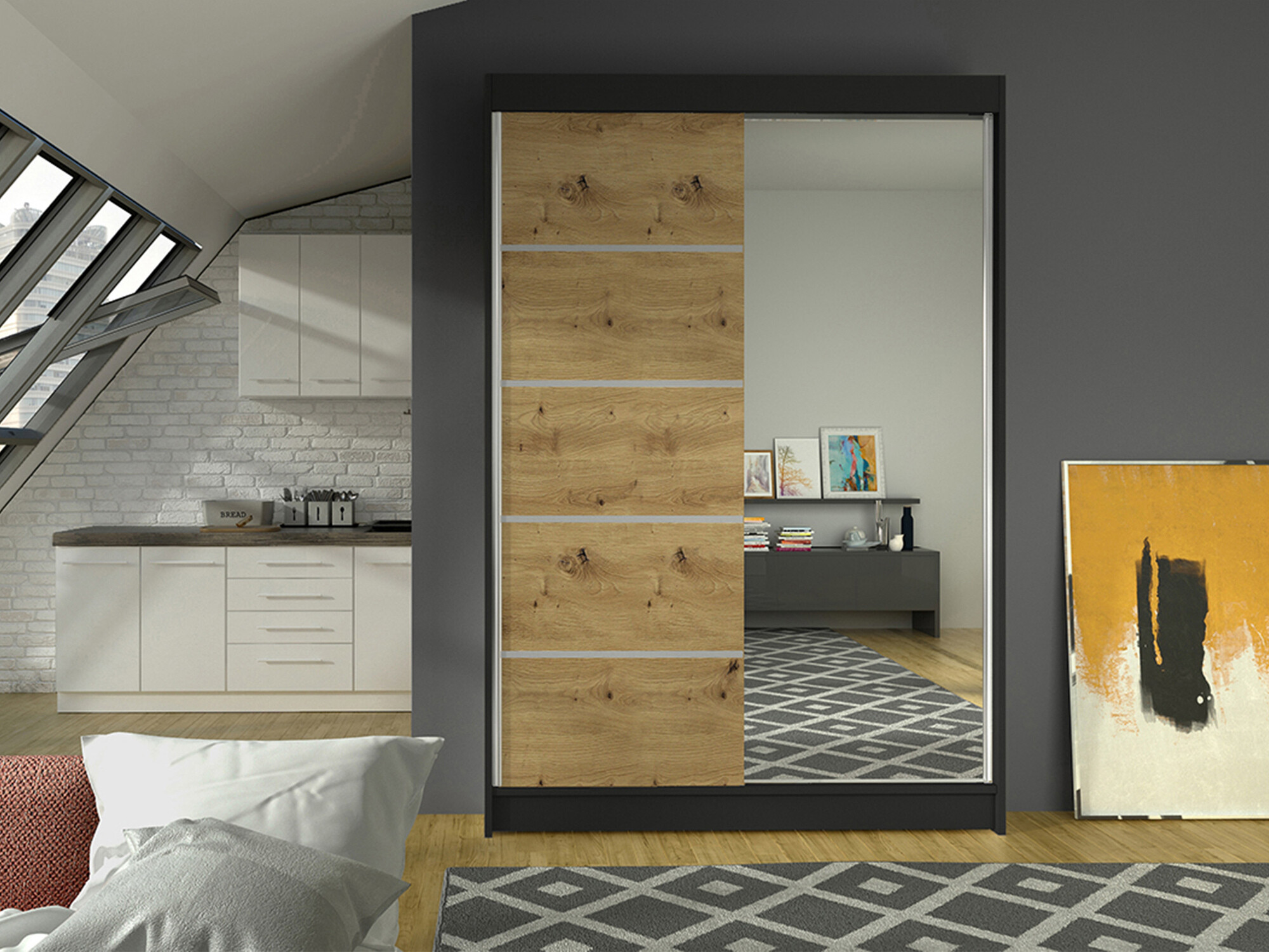 Ormar Closico 149 (Crno + Zanatski hrast)