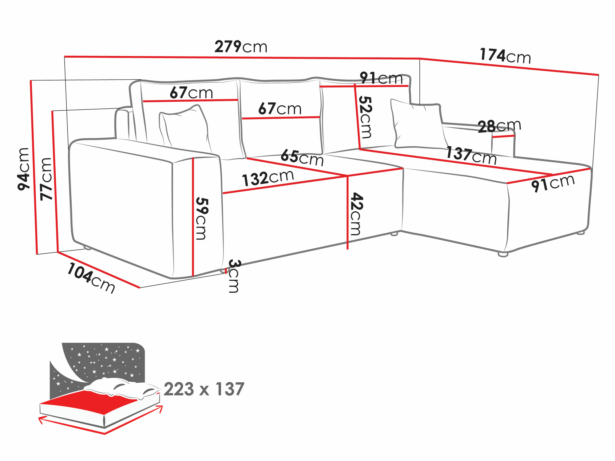 Ugaona sofa Clovis 108 (Manila 14)