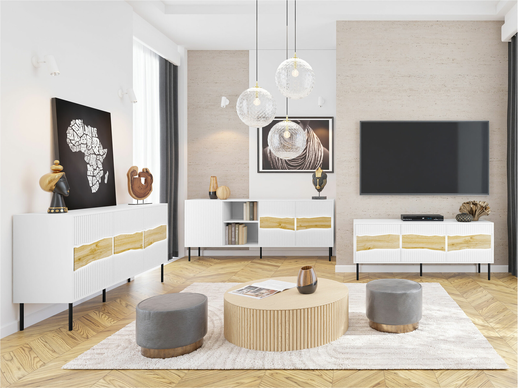 Set za dnevnu sobu Monevare 105 (Вотан храст + Kašmir)