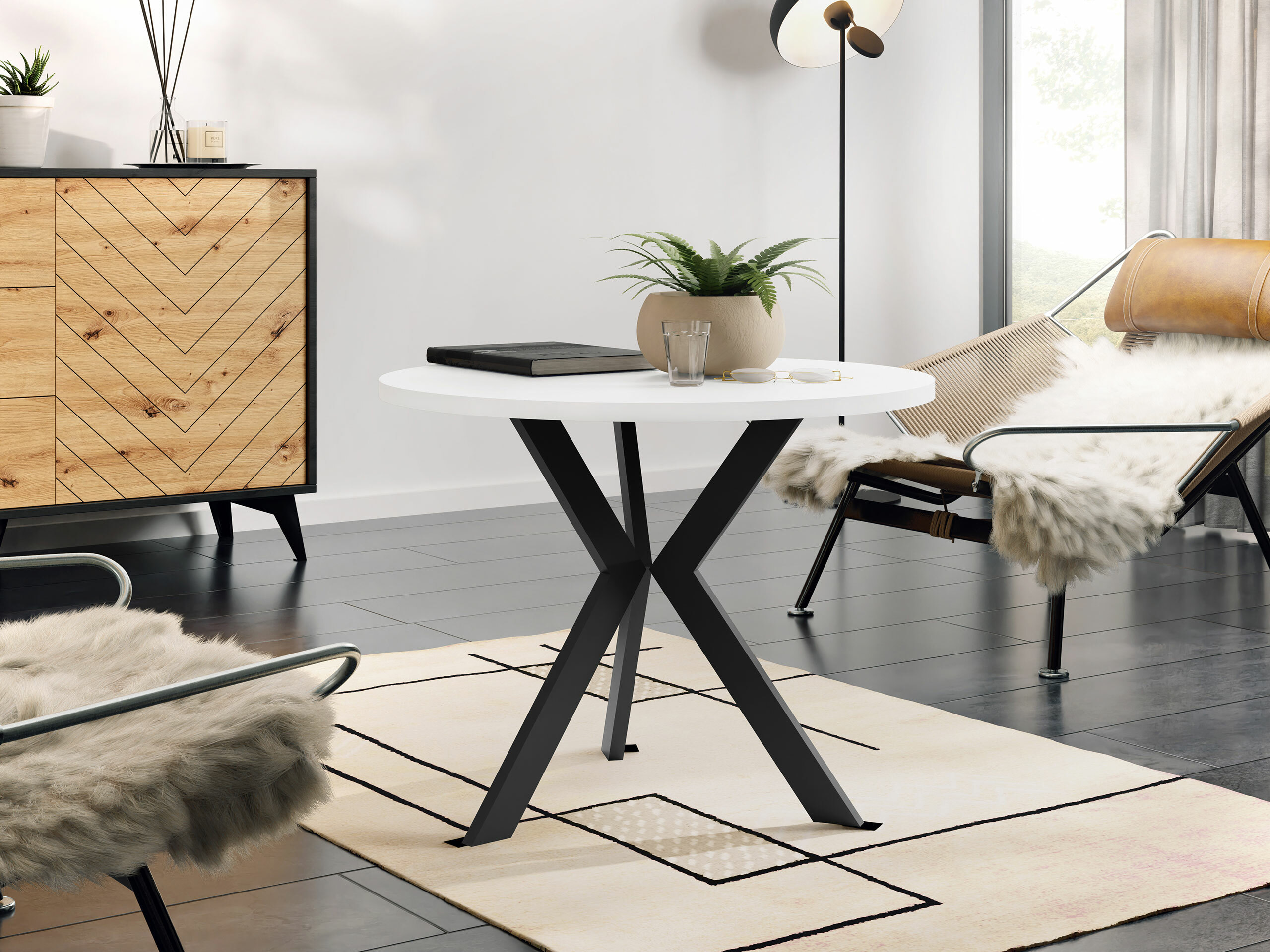 Stočić za kafu Dearborn 106 (Belo + Crno)