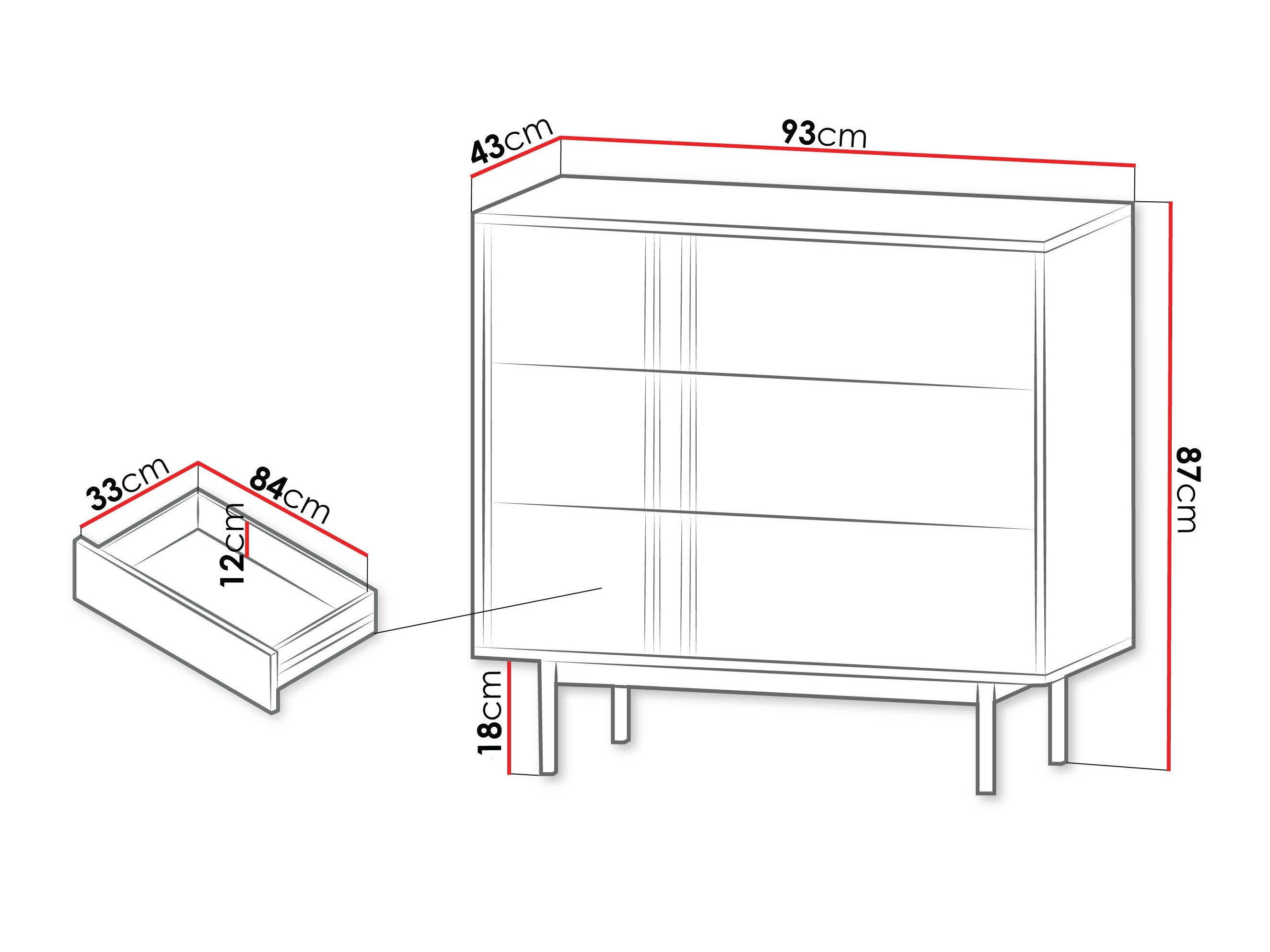 Komoda Levali 107 (Прашњаво зелена)